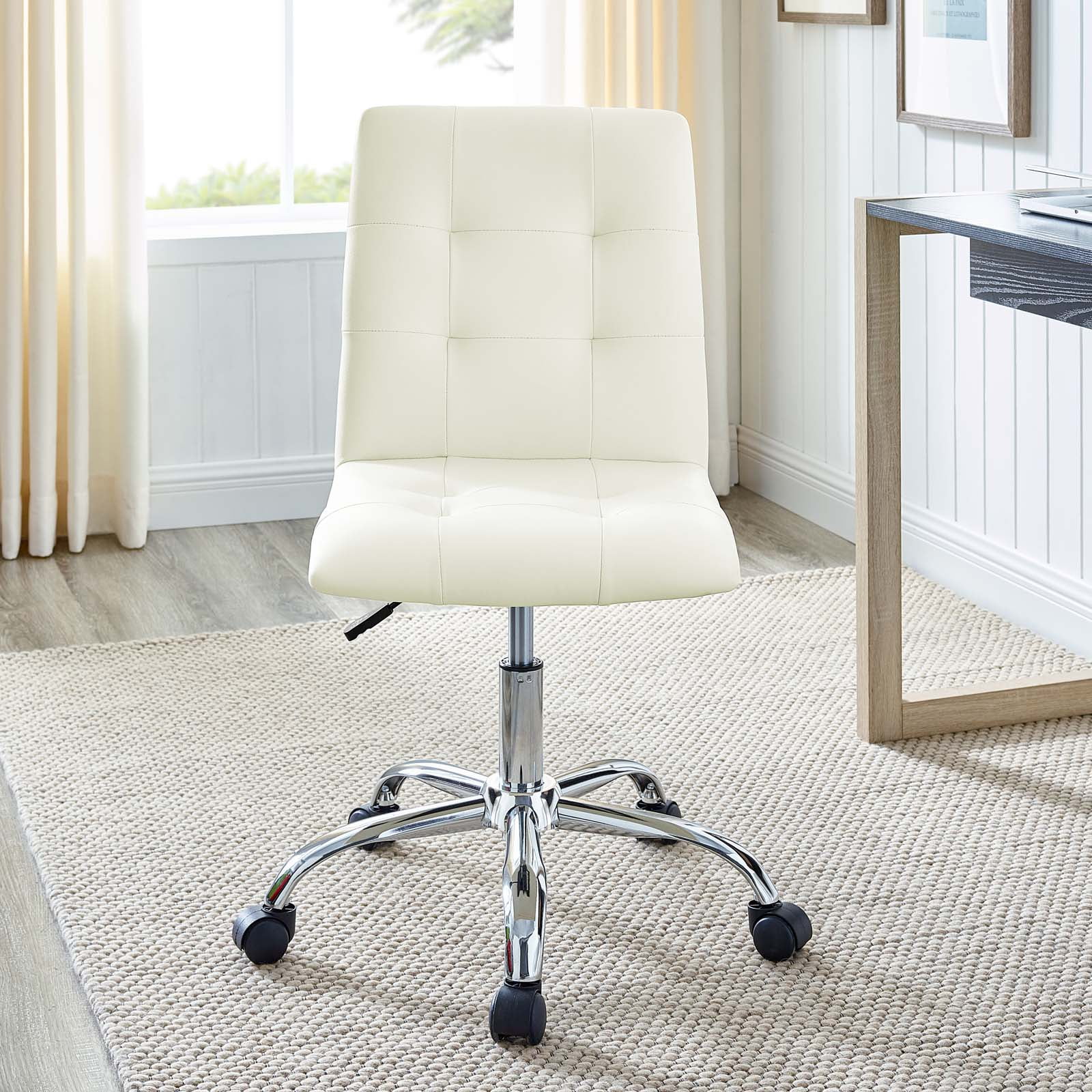 Modway Prim Armless Mid Back Office Chair in White - Image 2
