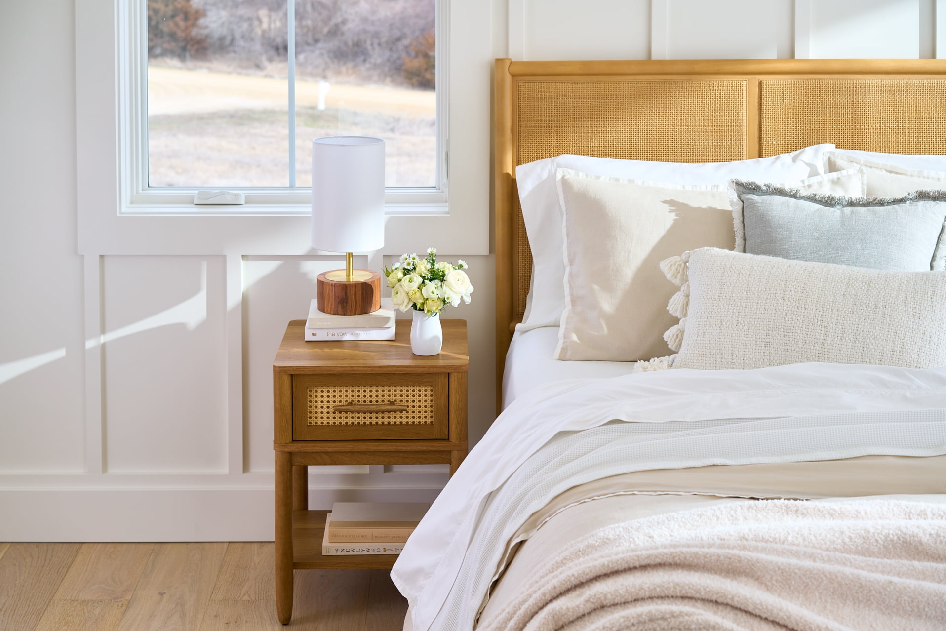 Better Homes & Gardens Springwood Caning Nightstand, Light Honey Finish - Image 9