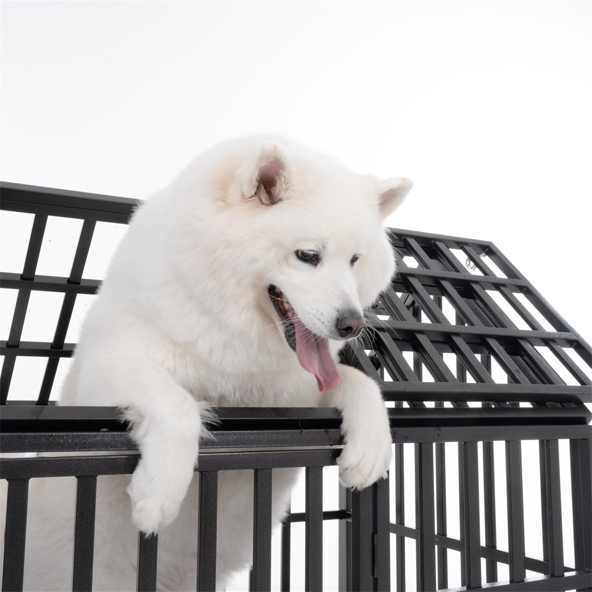 Aukfa 43/47/51 in Heavy Duty Indestructible Dog Crate, House Shape Escape Proof Dog Cage Kennel with Lockable Wheels & Removable Tray - Image 7