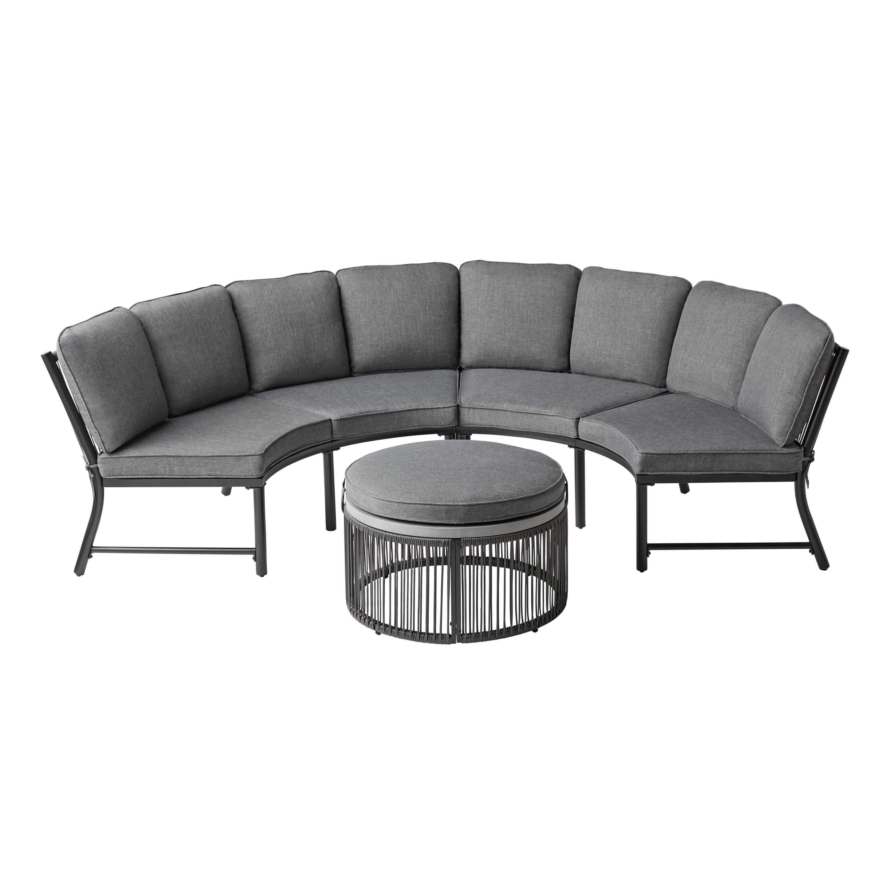 Mainstays Lawson Ridge 3-Piece Steel Curved Outdoor Sectional Set with Cushions, Gray - Seats 4 - Image 7