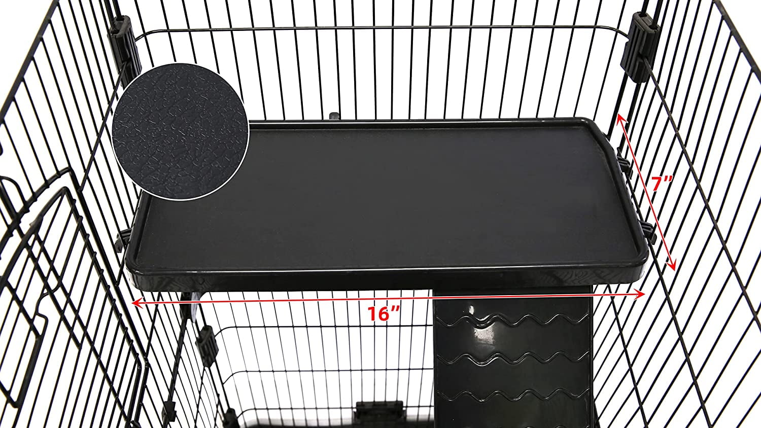 Homey Pet 3 Levels Chinchilla Ferret Pet Crate Small Animals Cages for Rat, Hamster, Guinea Pig, Squirrel, Include Caster Tray and Urine Guard (Black) - Image 6