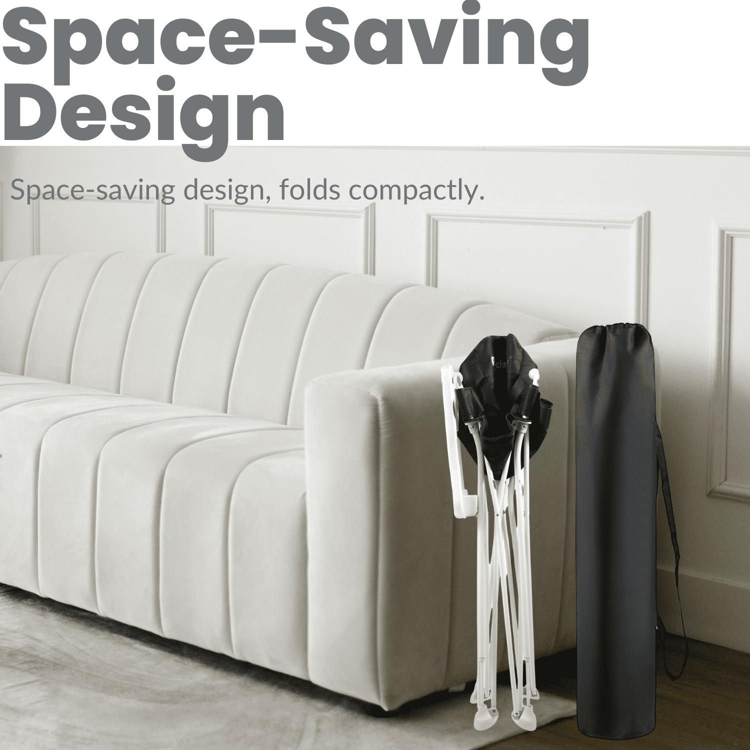 PandaEar Portable High Chair for Baby, Toddler Foldable HighChair with Detachable Tray, HighChair for Travel-Black - Image 7