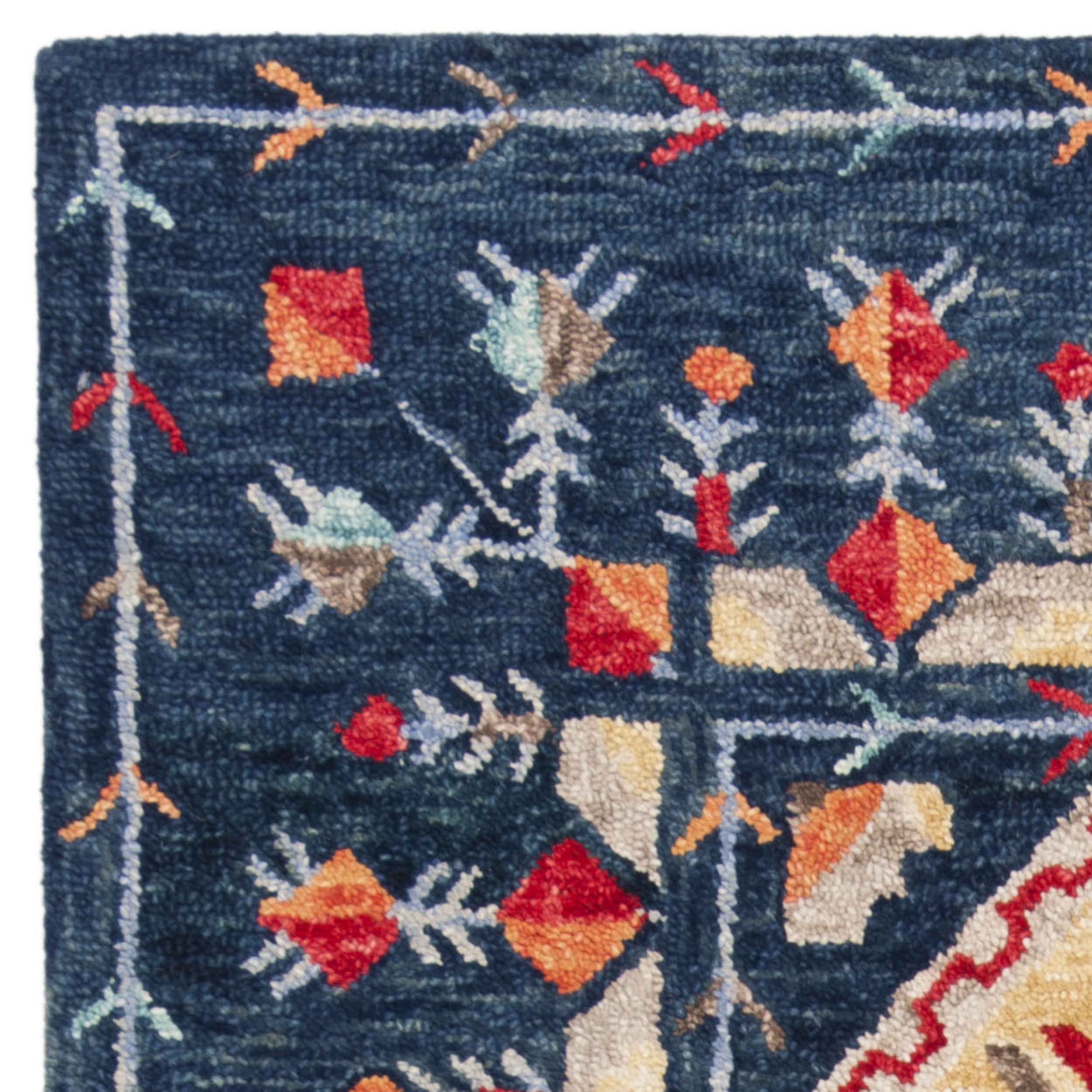 SAFAVIEH Aspen Christabella Geometric Wool Area Rug, Navy/Orange, 3' x 5' - Image 3