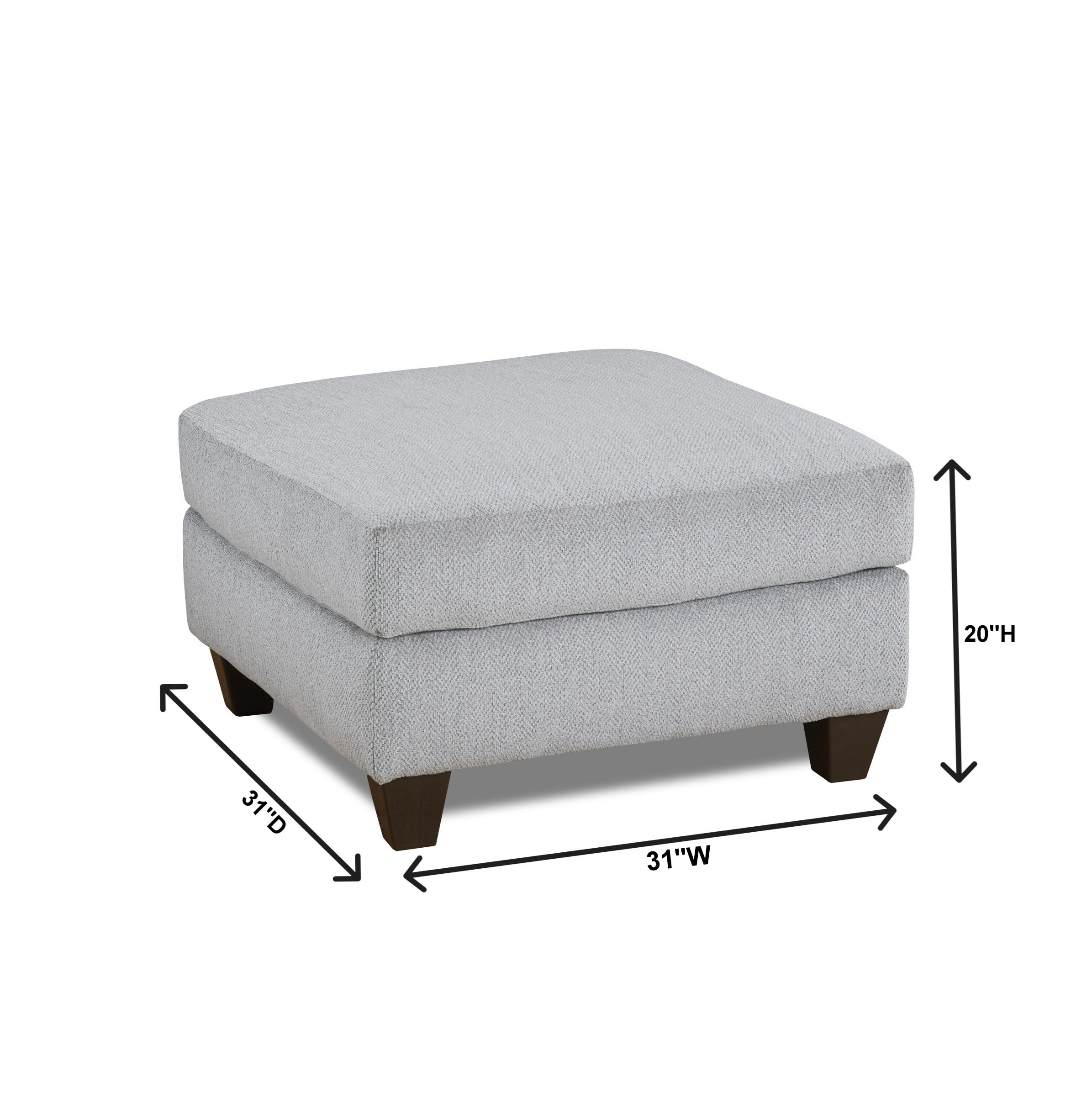 Roundhill Furniture Duleek Upholstered Cocktail Ottoman, Herringbone Silver - Image 4