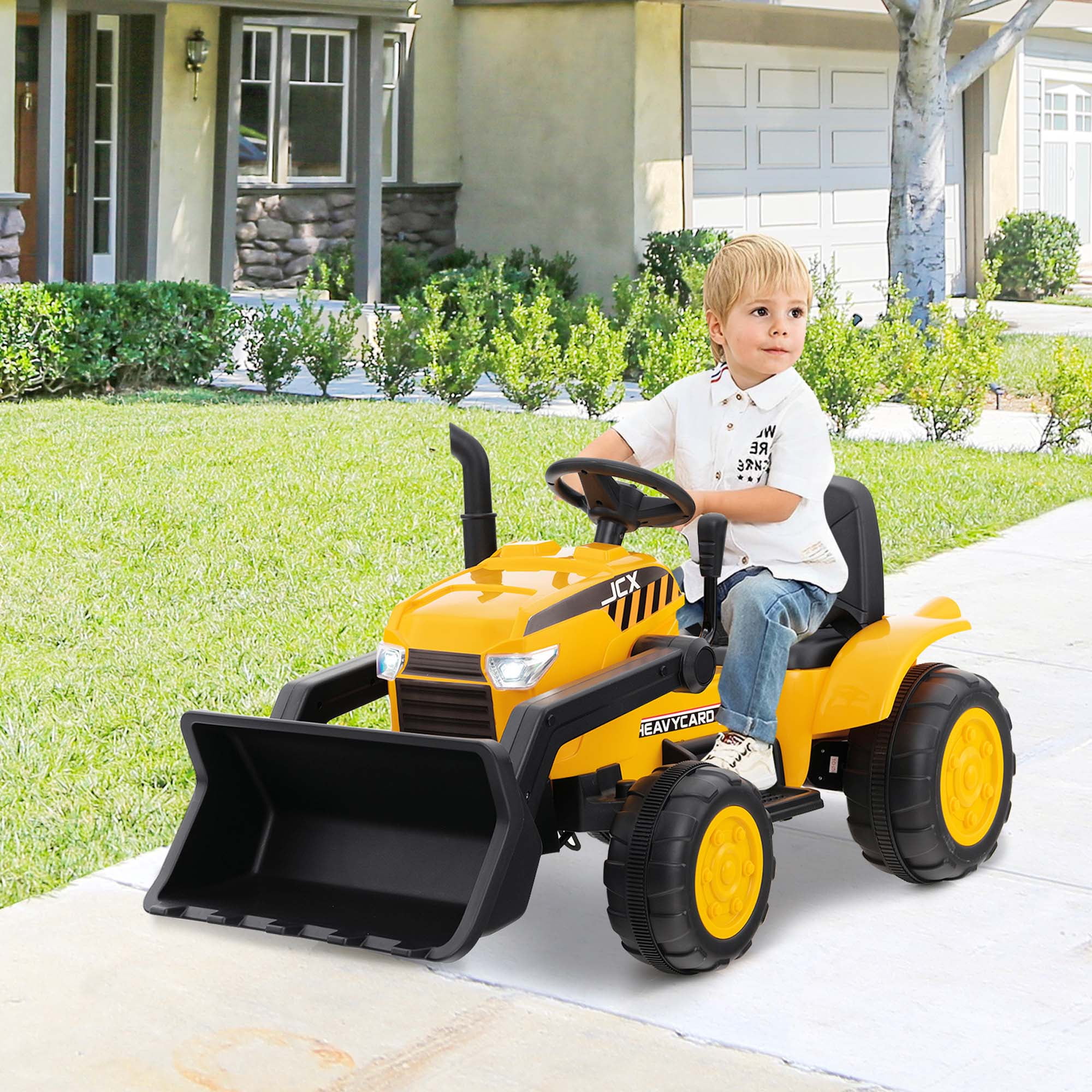 Costway 12V Kids Ride On Excavator Digger Electric Bulldozer Tractor RC with Light & Music - Image 4