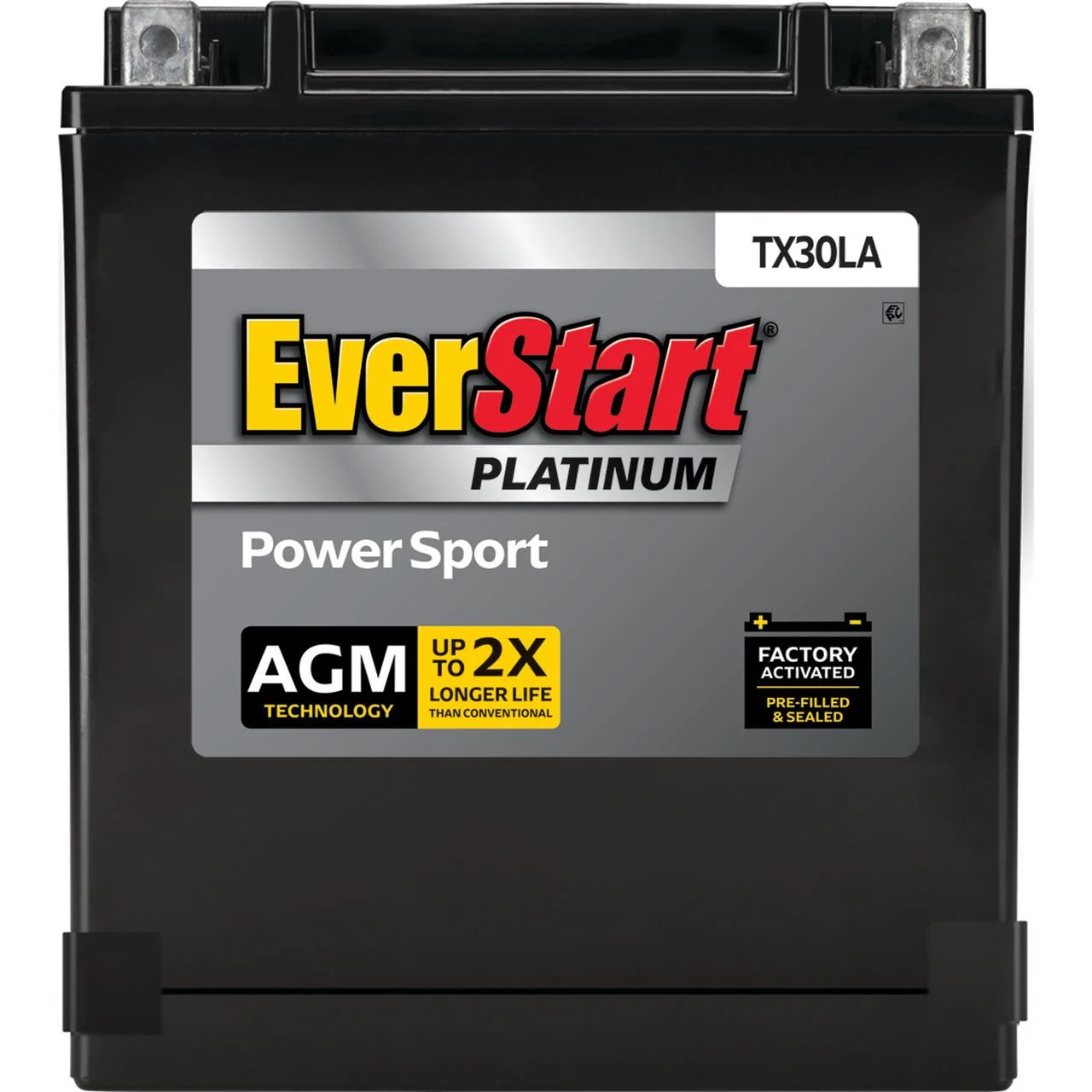 EverStart PowerSport Factory Activated AGM Motorcycle Battery, Group Size TX30LA 12 Volts, 385 CCA - Image 2