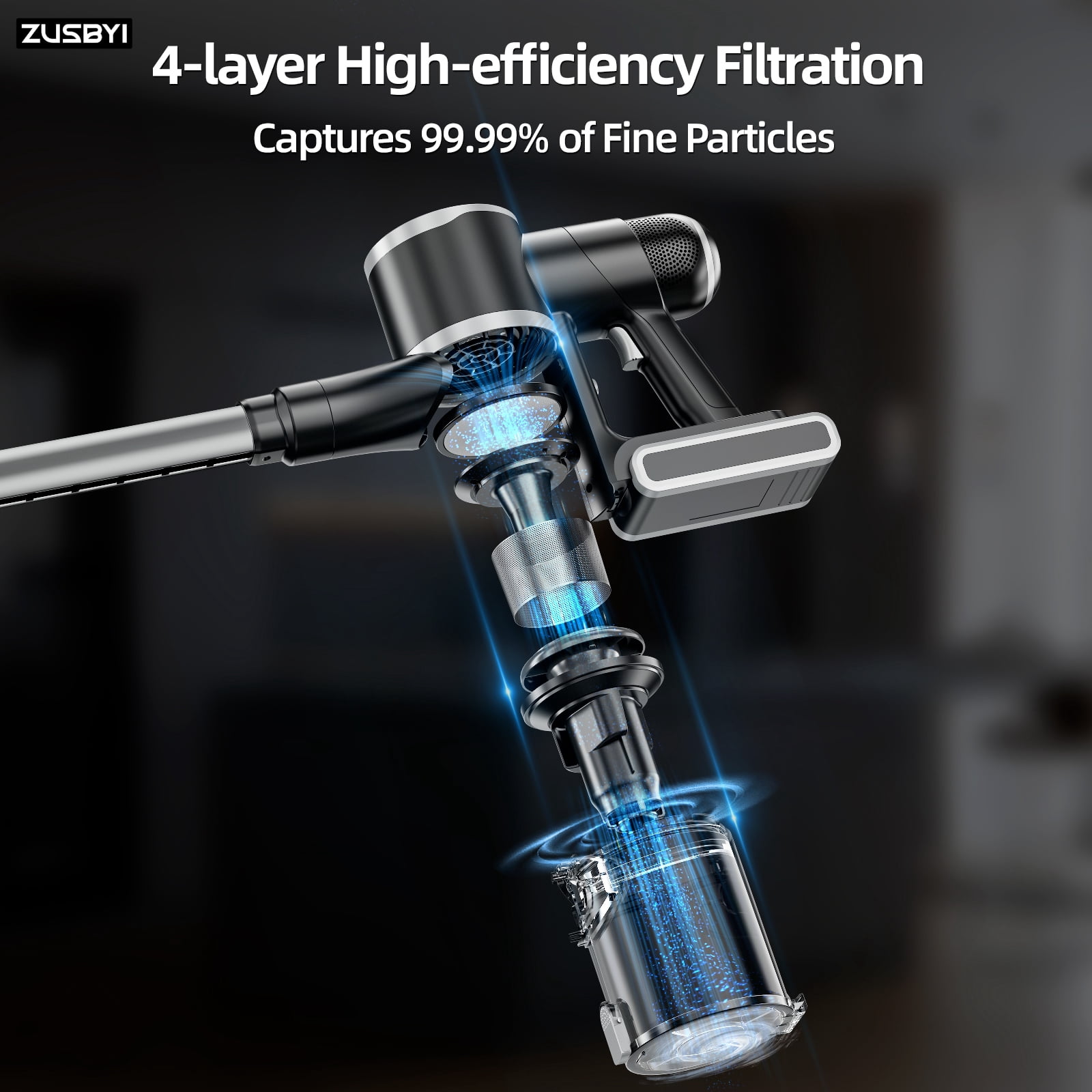 ZUSBYI Cordless Stick Vacuum Cleaner - Telescopic Tube - Image 7