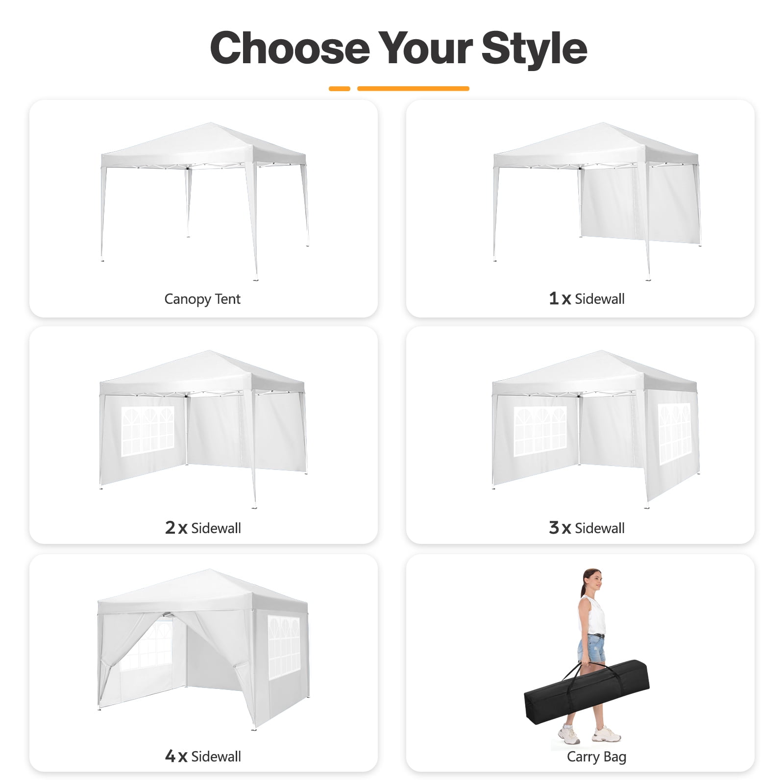 COBIZI 10x10 Pop up Canopy with Sidewalls Waterproof Outdoor Canopy Gazebo Anti-UV Instant Foldable Canopy Tent for Party with Carry Bag,White - Image 3