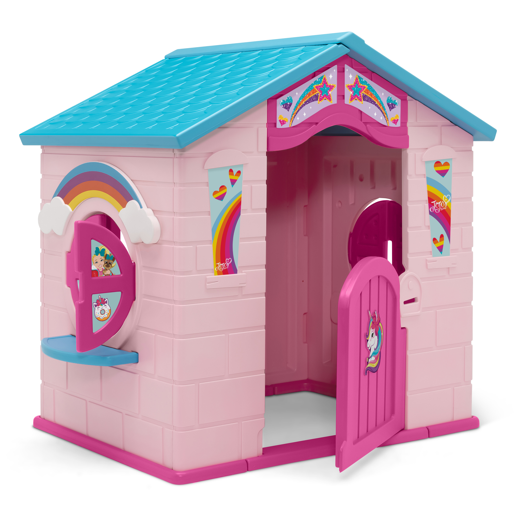 Delta Children Rainbow & Unicorn Plastic Indoor/Outdoor Playhouse with Easy Assembly, Pink - Image 16