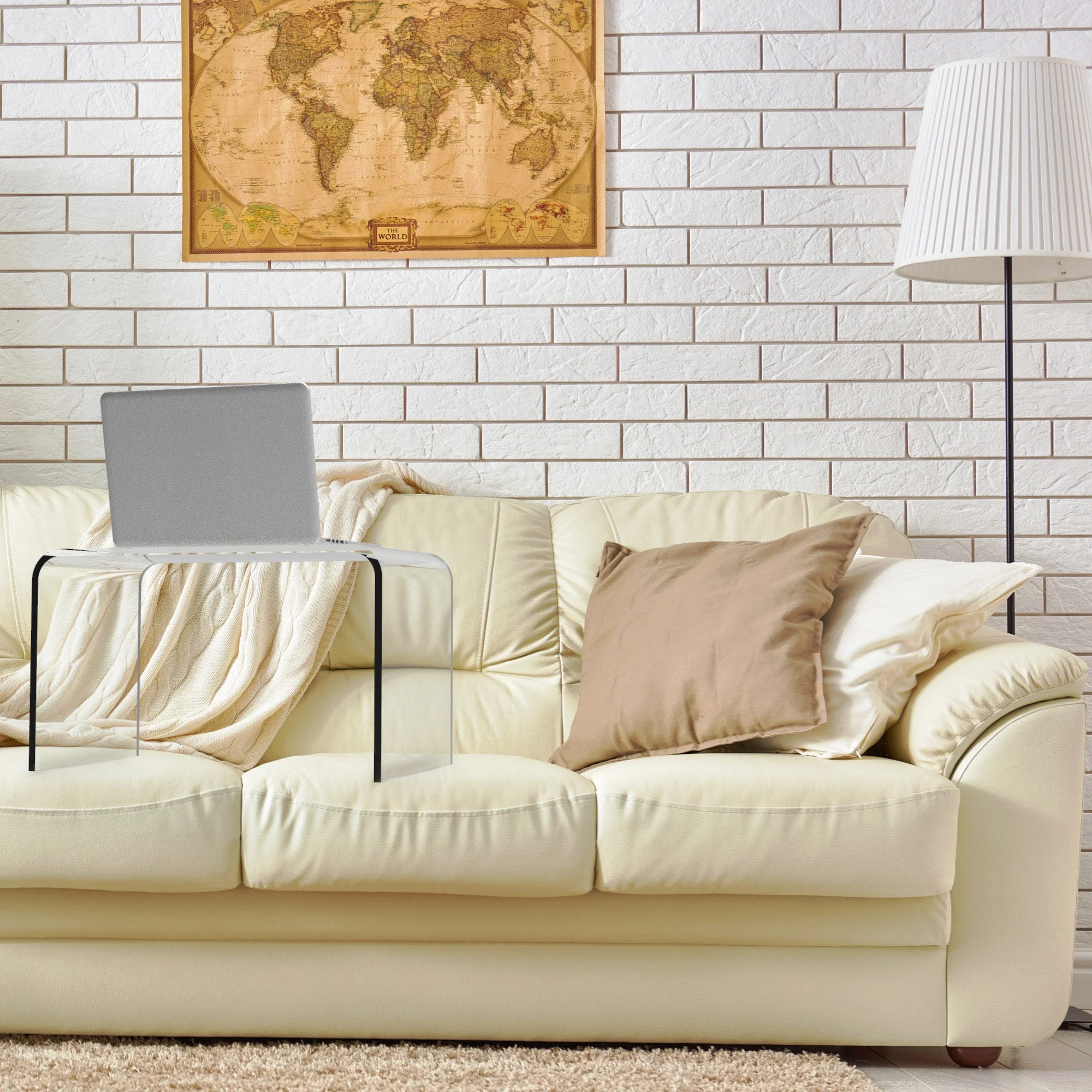 Lavish Home Acrylic Side Table, Multipurpose C Shaped End Table, Laptop Lap Desk, Modern Acrylic Furniture for Living Room, Bedroom and Office - Image 3