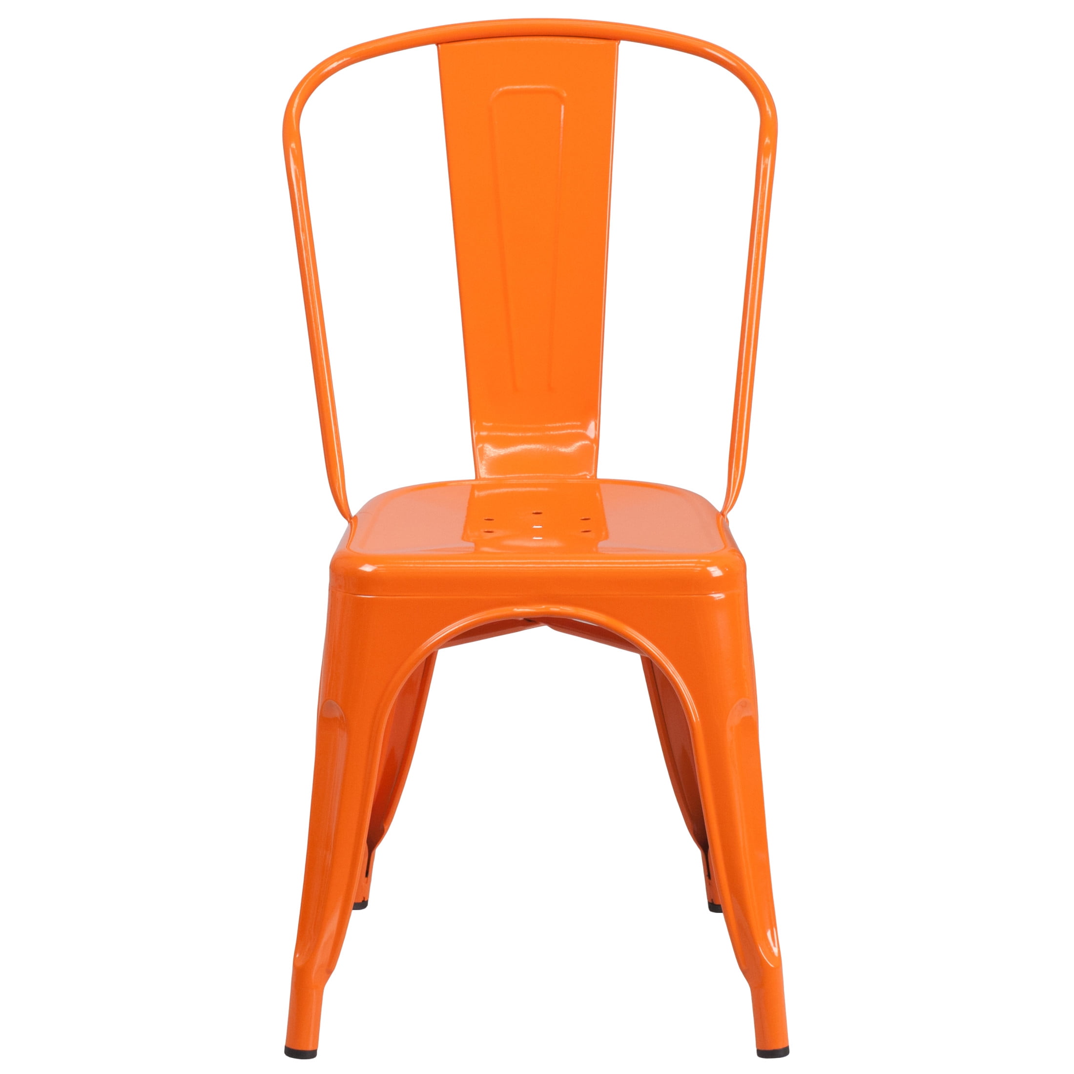 Flash Furniture Perry Adult Commercial-Grade Metal Indoor/Outdoor Stackable Dining Chair, Orange - Image 3