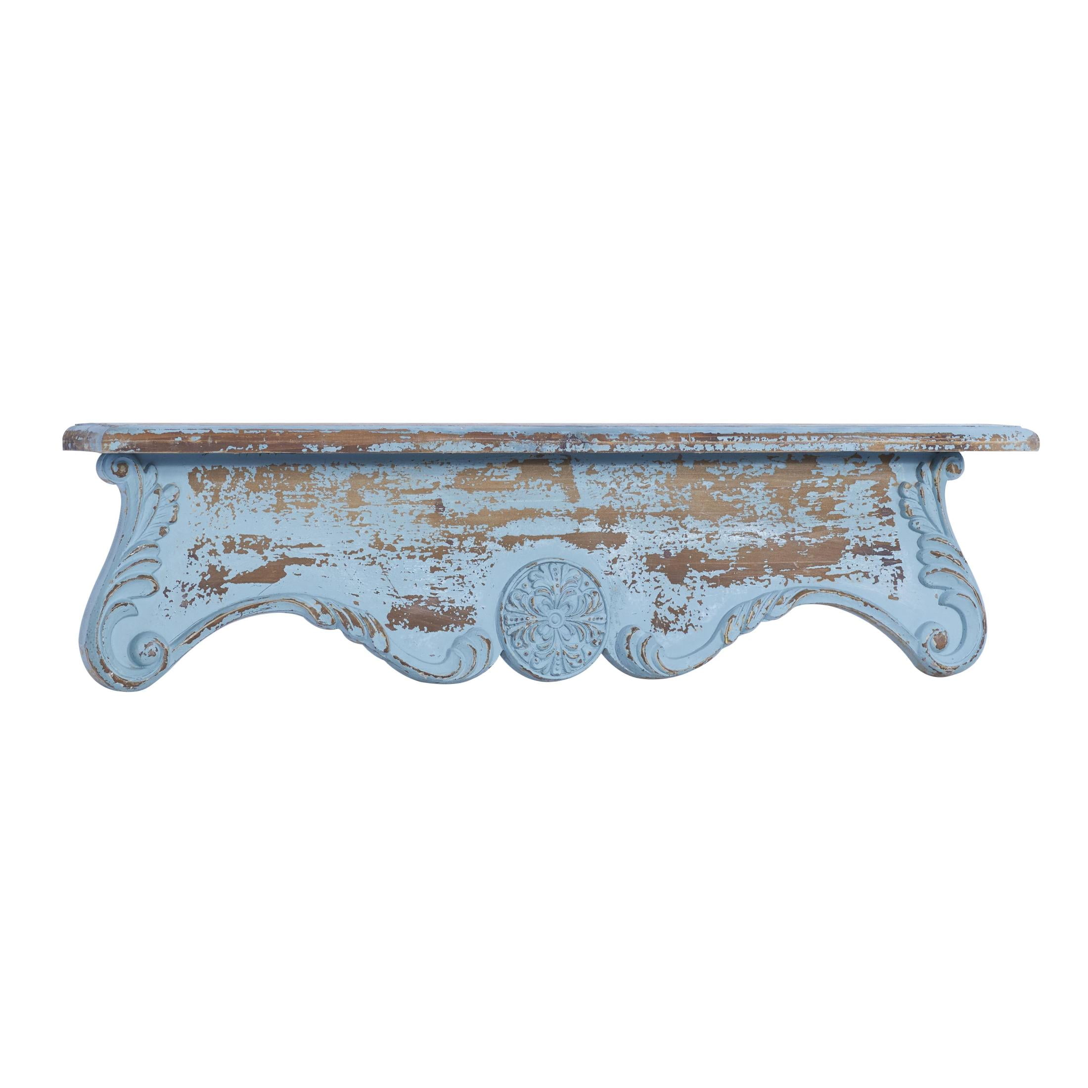 DecMode 32" x 4" 1-Tier Blue Scroll Wall Shelf - Image 7