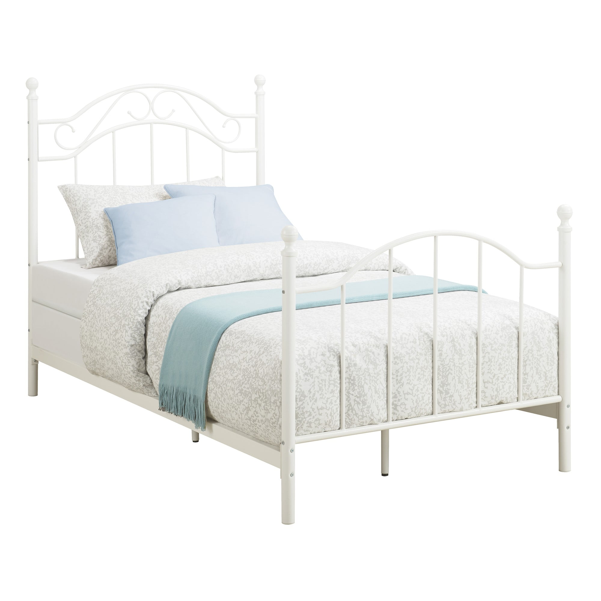 DHP Traditional Metal Bed Frame with Headboard and Footboard, Twin, White - Image 7