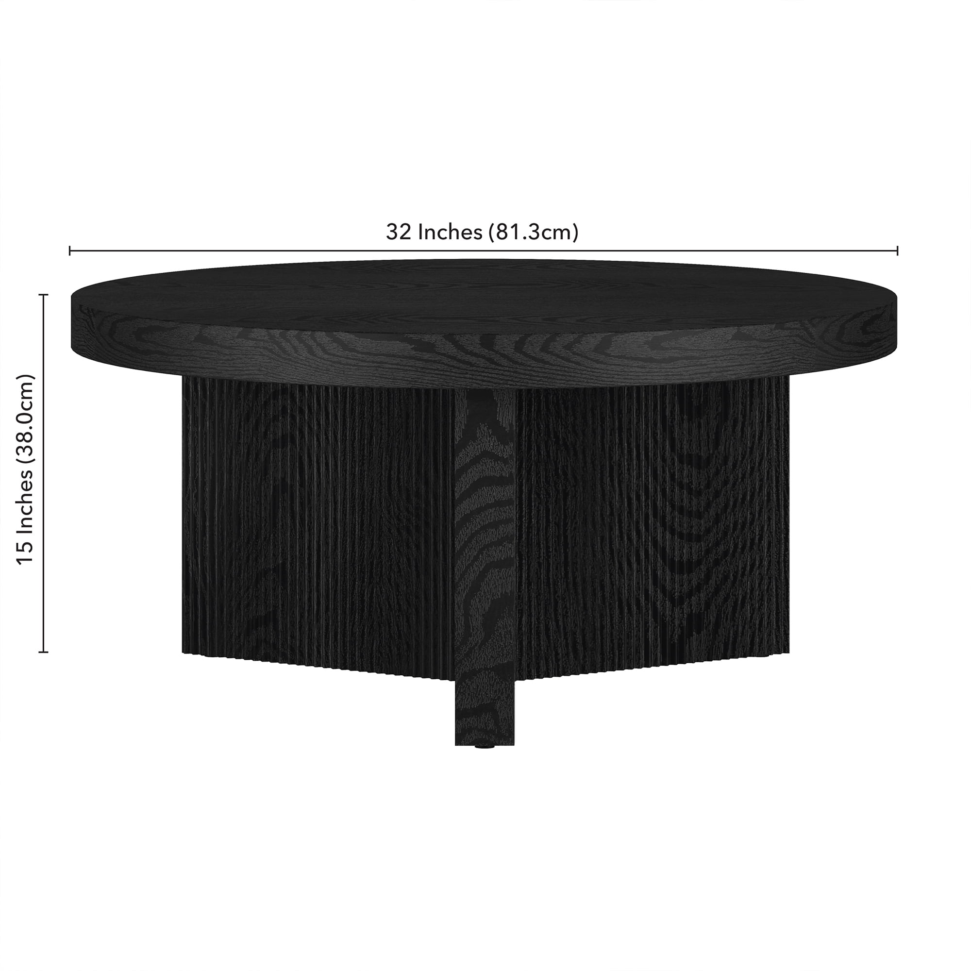 Henn&Hart 32" Black Grain MDF/PVC Coffee Table - Image 5