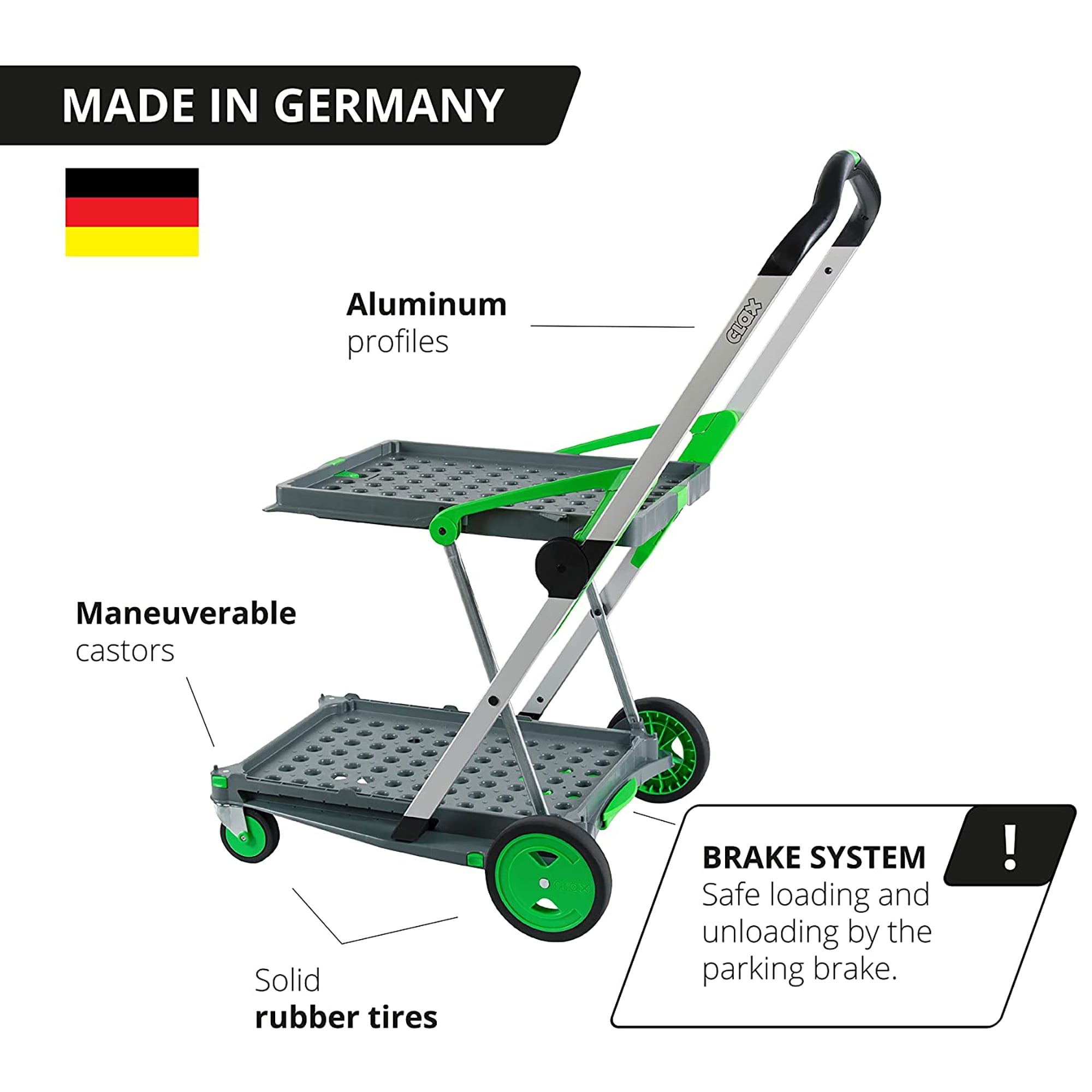 CLAX: The Original Transport Mobile Cart W/ Storage Crate, Green - Image 2