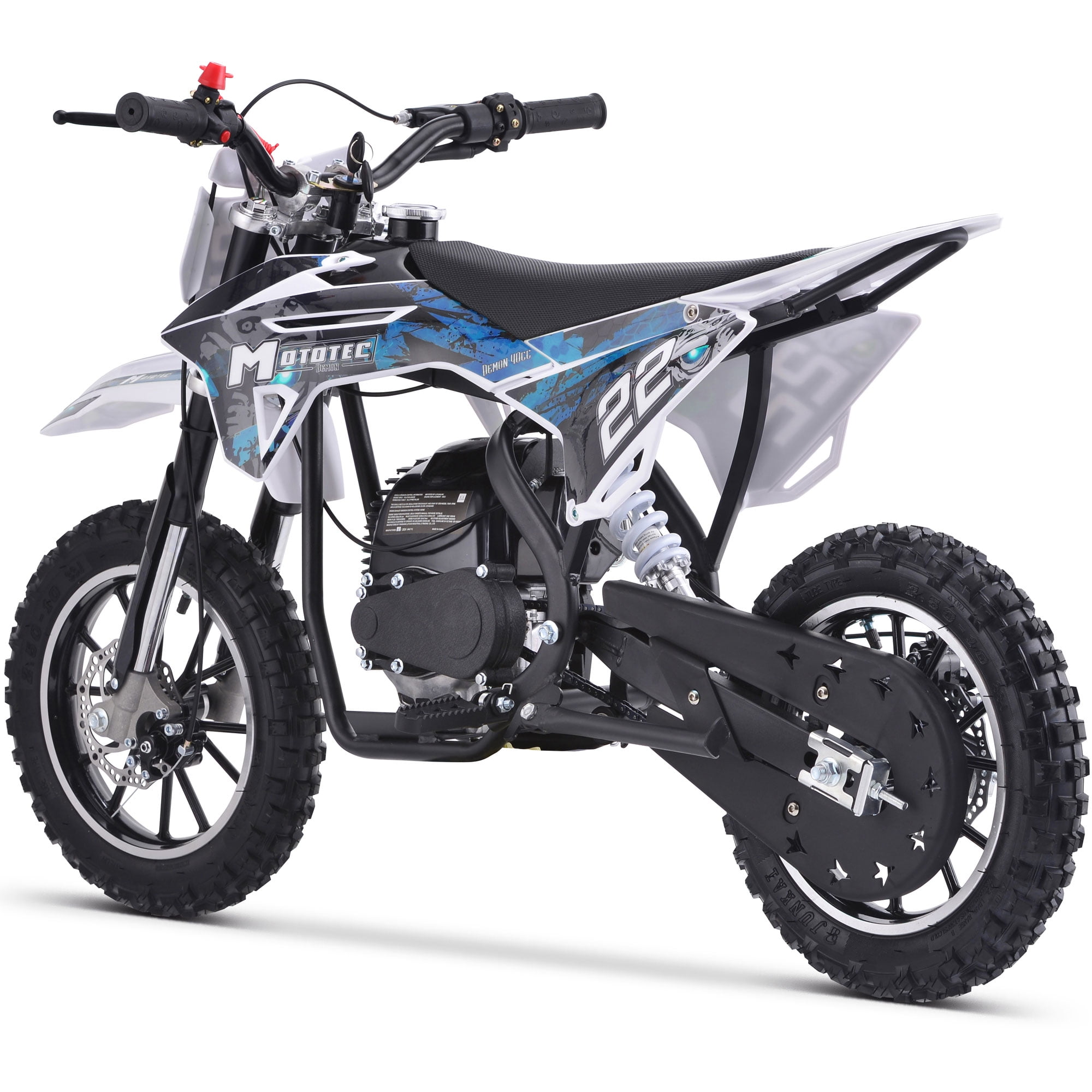 MotoTec 40cc Demon Kids Gas Dirt Bike 4-Stroke Motorcycle Pit Bike Blue - Image 3