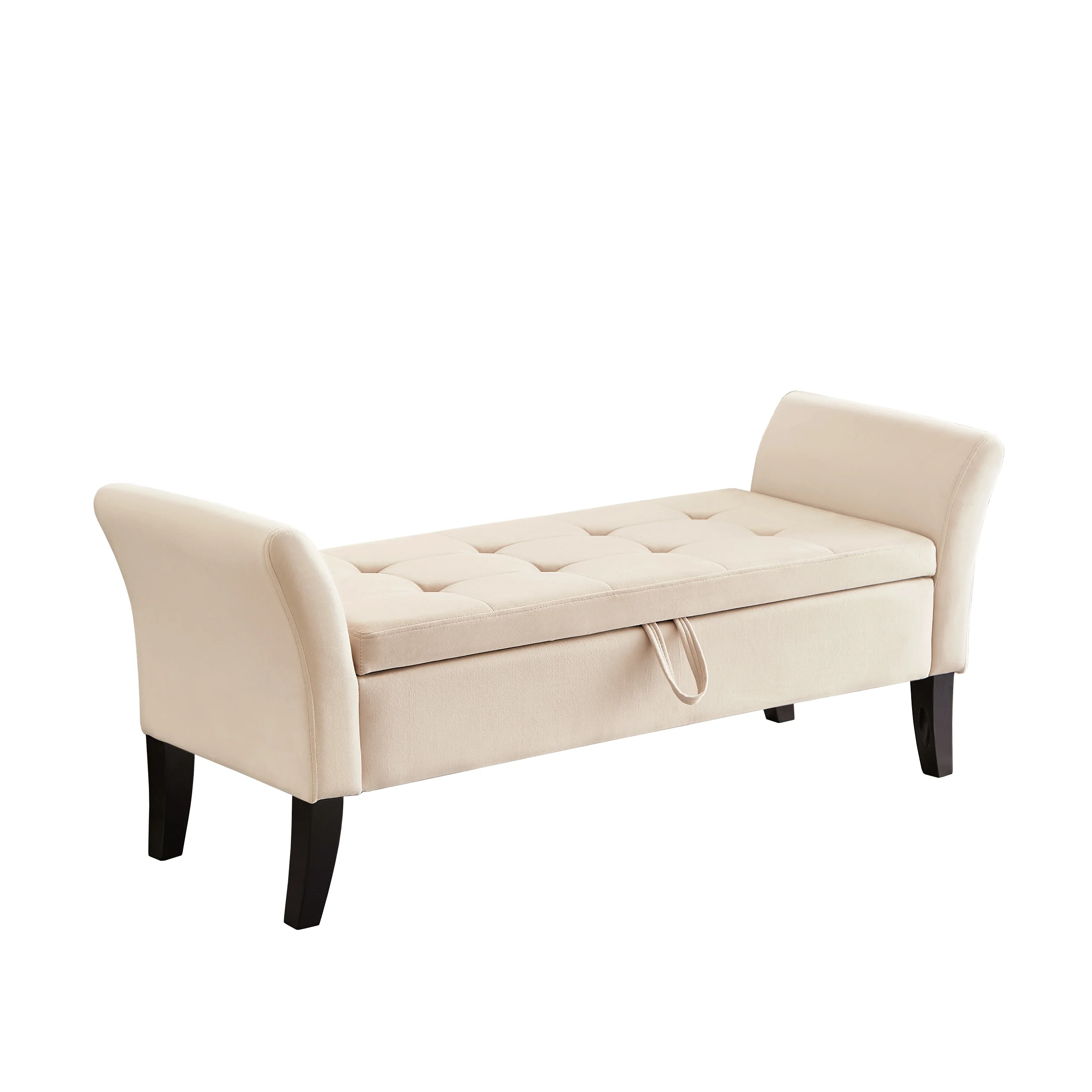 Miniyam 51.5" Tufted Storage Bench for Bedroom or Hallway, Beige - Image 2