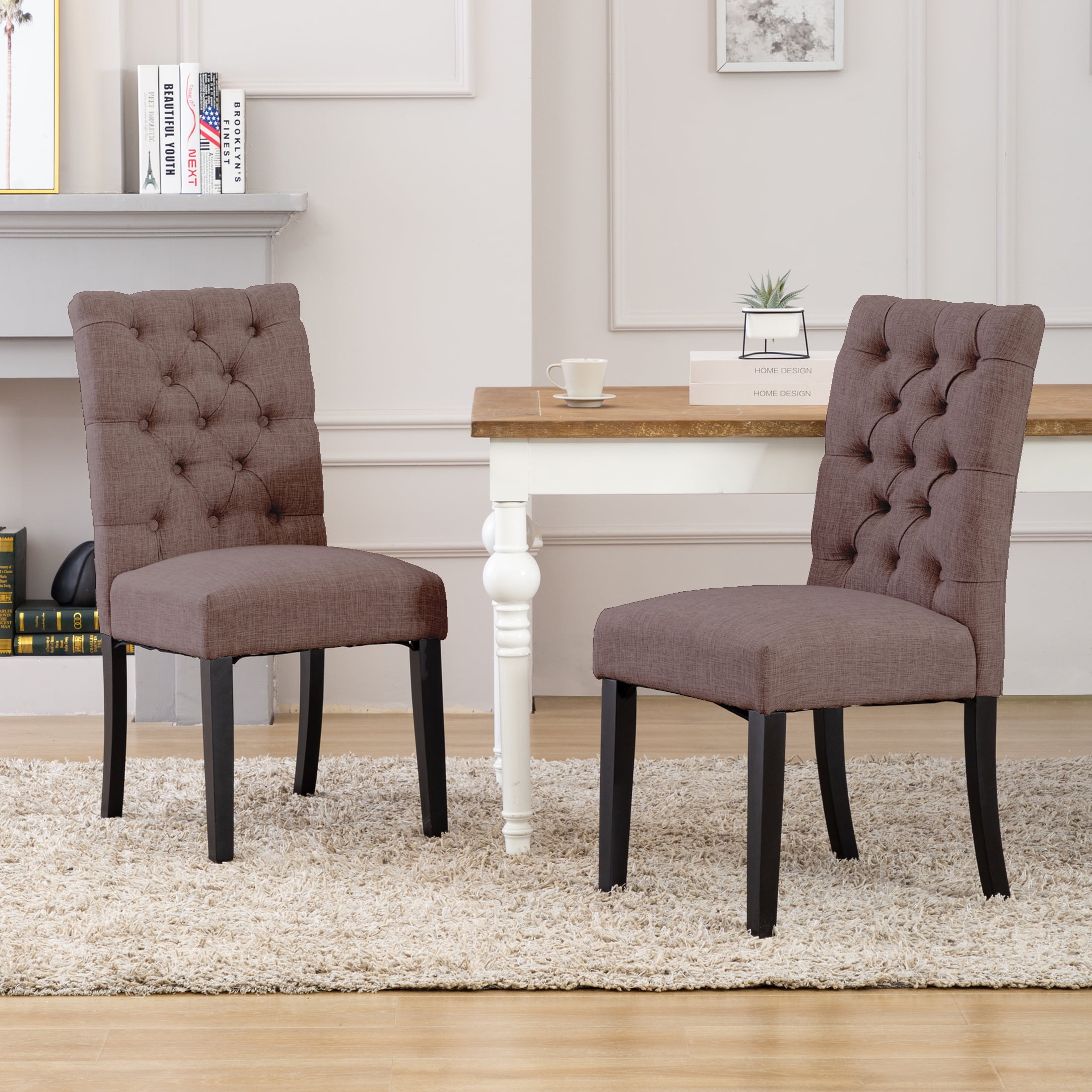 Polytrends Grandview Tufted Dining Chair (Set of 2) Brown - Image 4