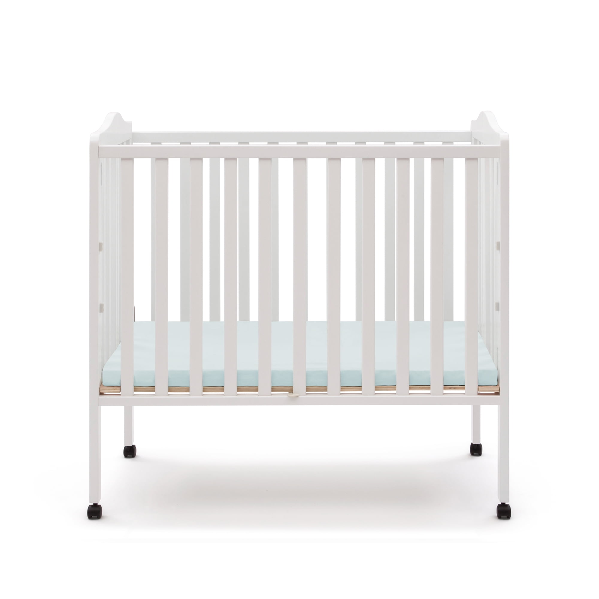 Delta Children Folding Portable Baby Mini Crib with 1.5-inch Mattress, White - Image 3