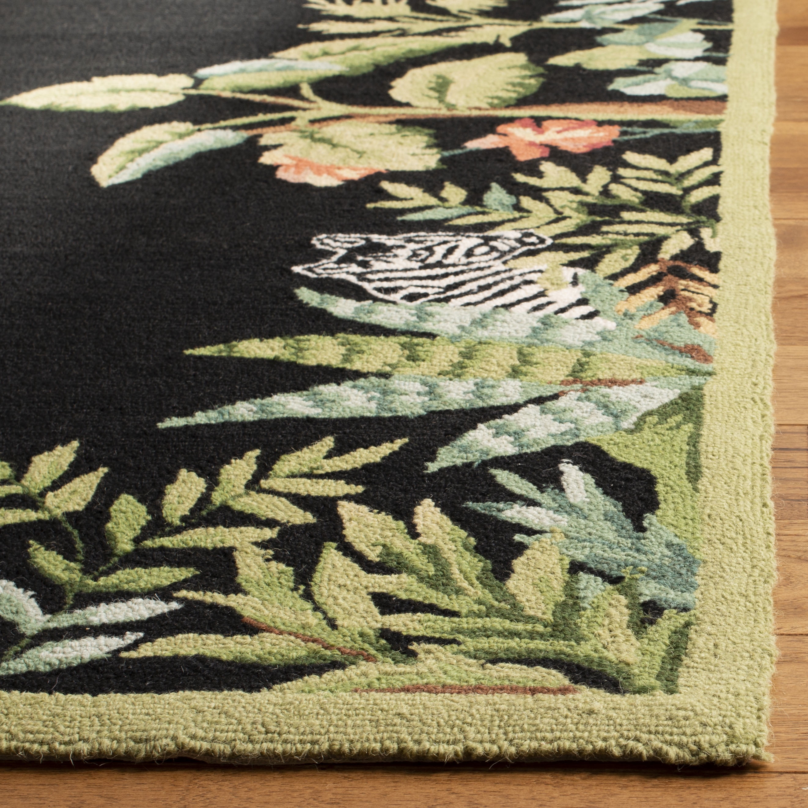 Safavieh Chelsea Deloris Bordered Wool Runner Rug, Black/Green, 2'6" x 12' - Image 2