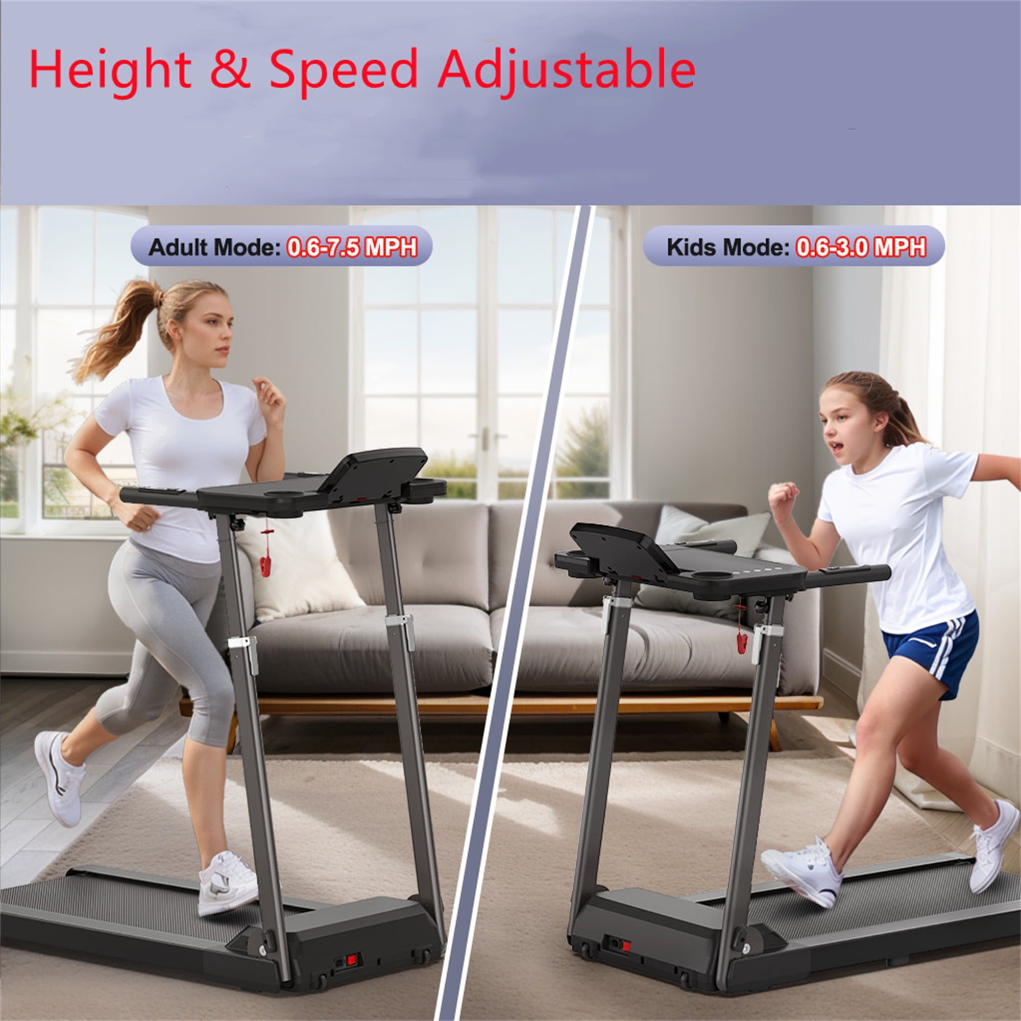 Aukfa Treadmill 300 lb Capacity, Height Adjustable Electric Motorized Treadmill with 12 Preset Bluetooth for Home 7.5 mph Range - Image 7