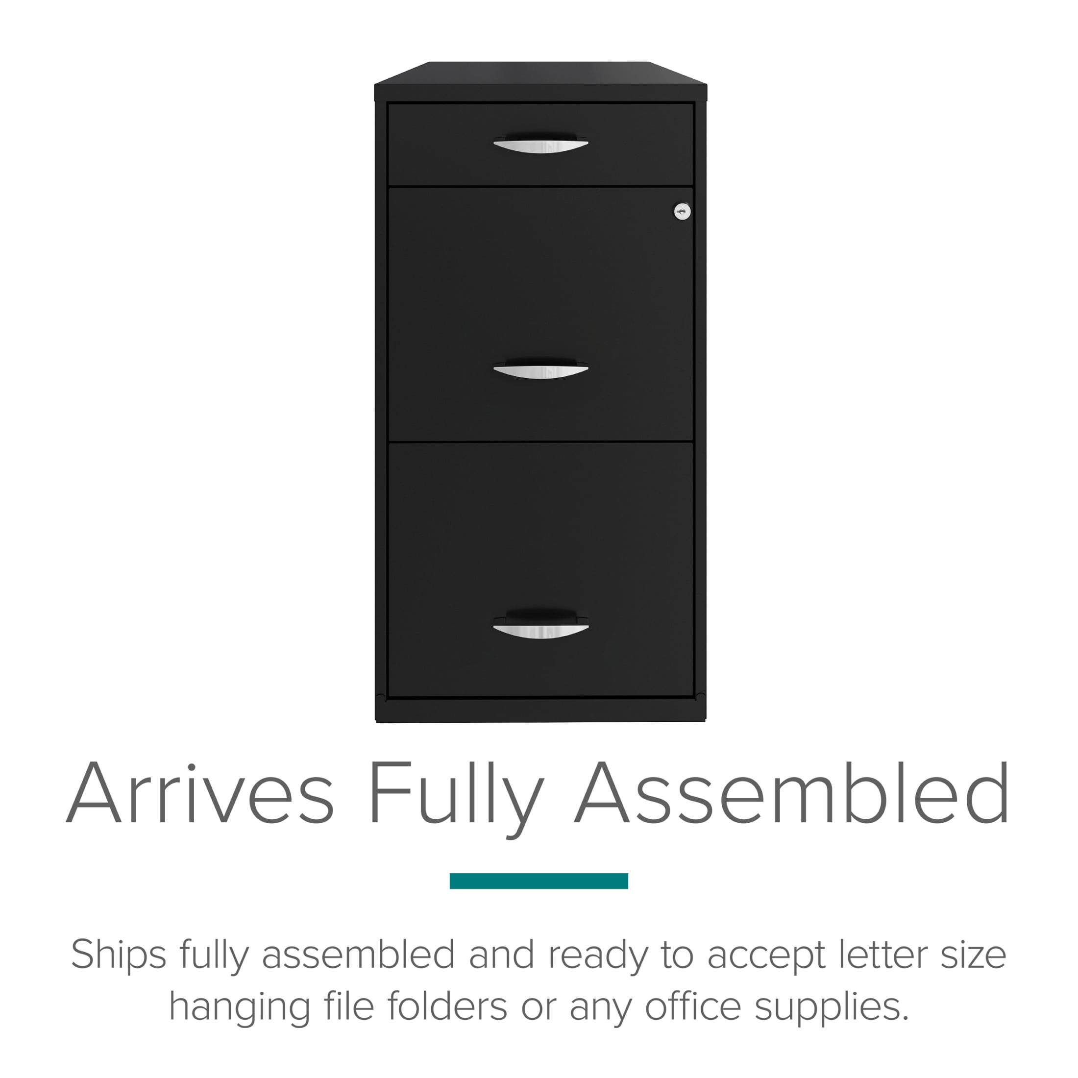 Space Solutions 3 Drawer Letter Width Vertical File Cabinet with Pencil Drawer, Black - Image 6