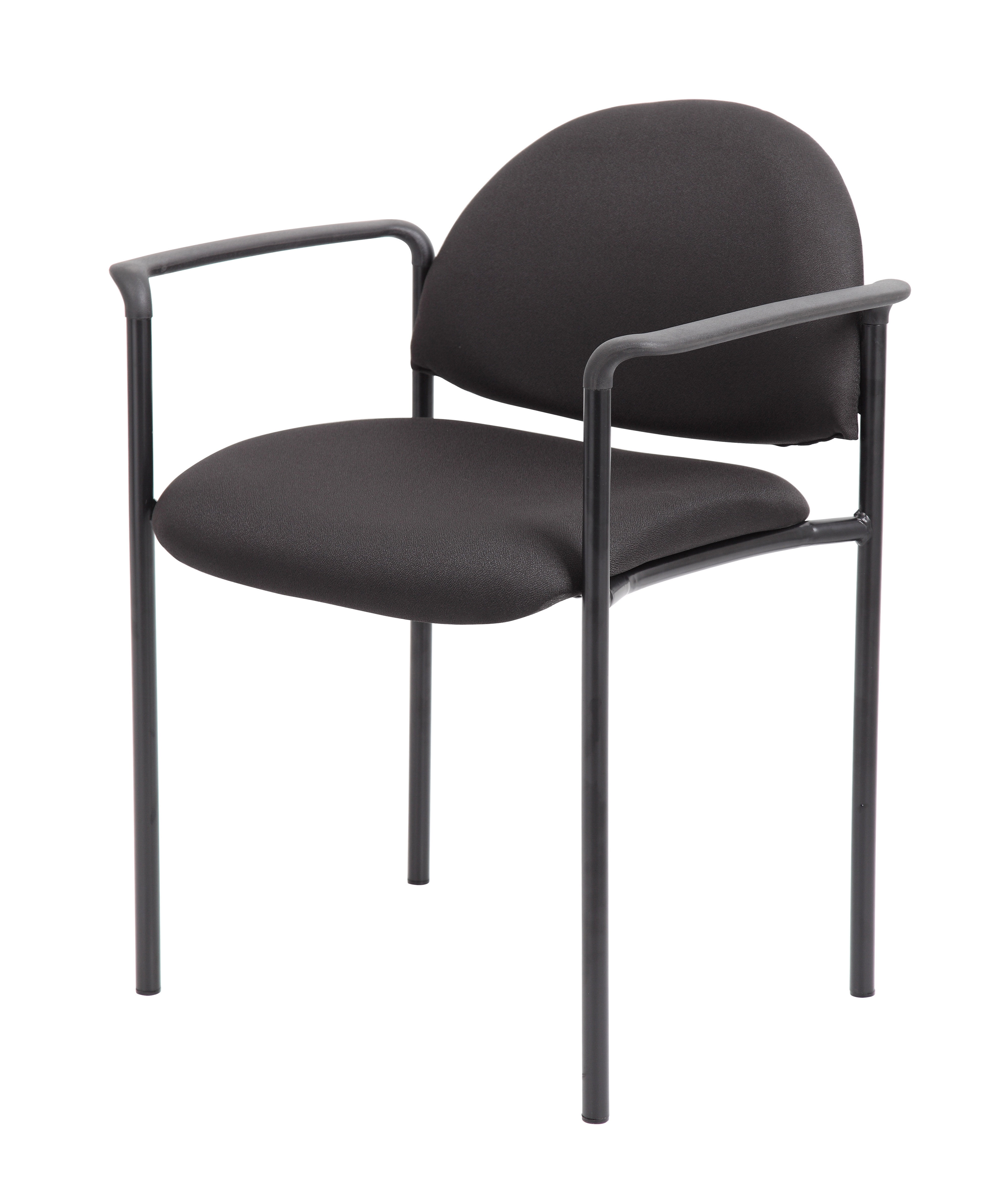 Boss Office Products Diamond Steel Office Stacking Chair with Arms, Black - Image 4