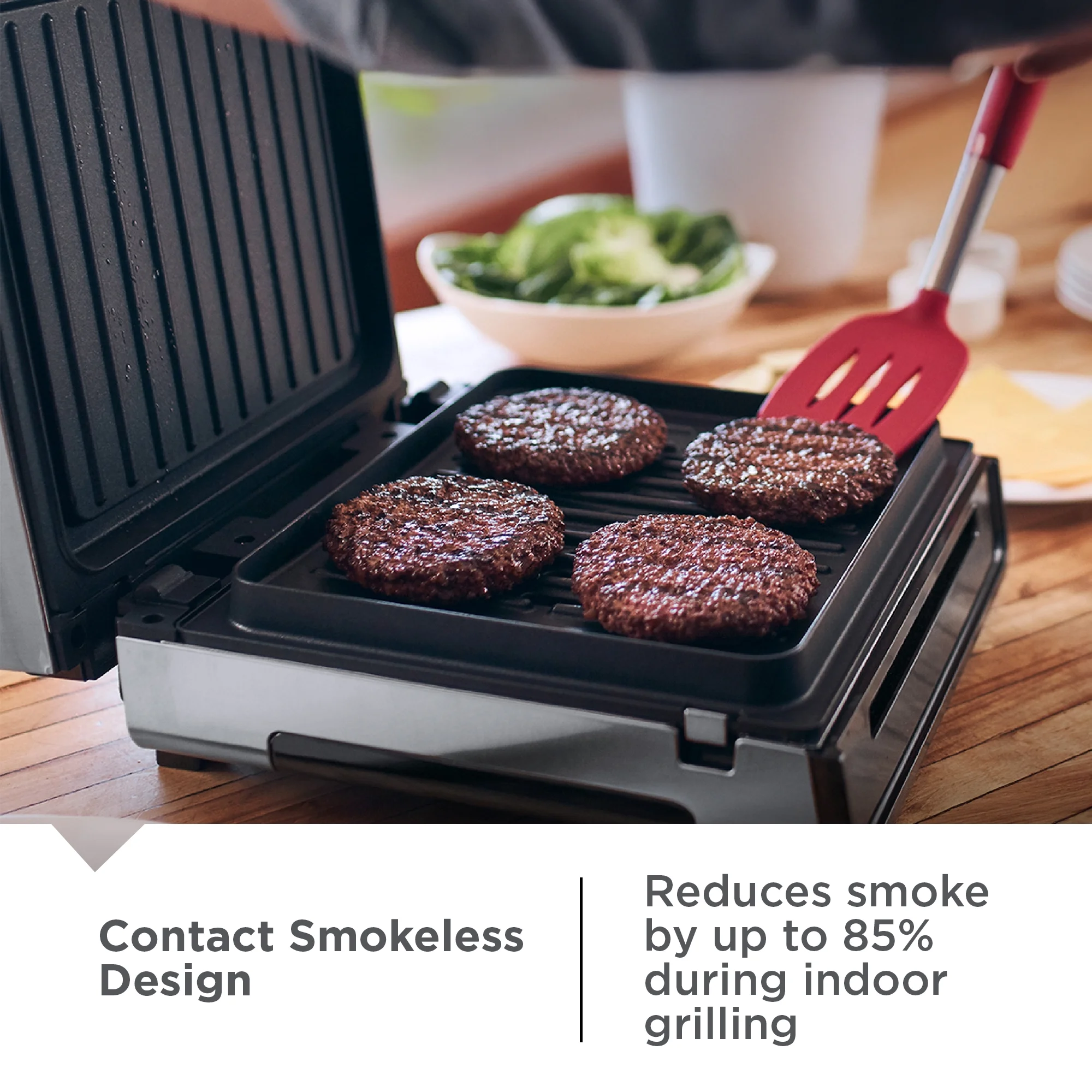 George Foreman 4–6 Serving Electric Indoor Grill, Contact Smokeless Grilling with Removable Plates and Drip Tray, Stainless Steel Housing - Image 11