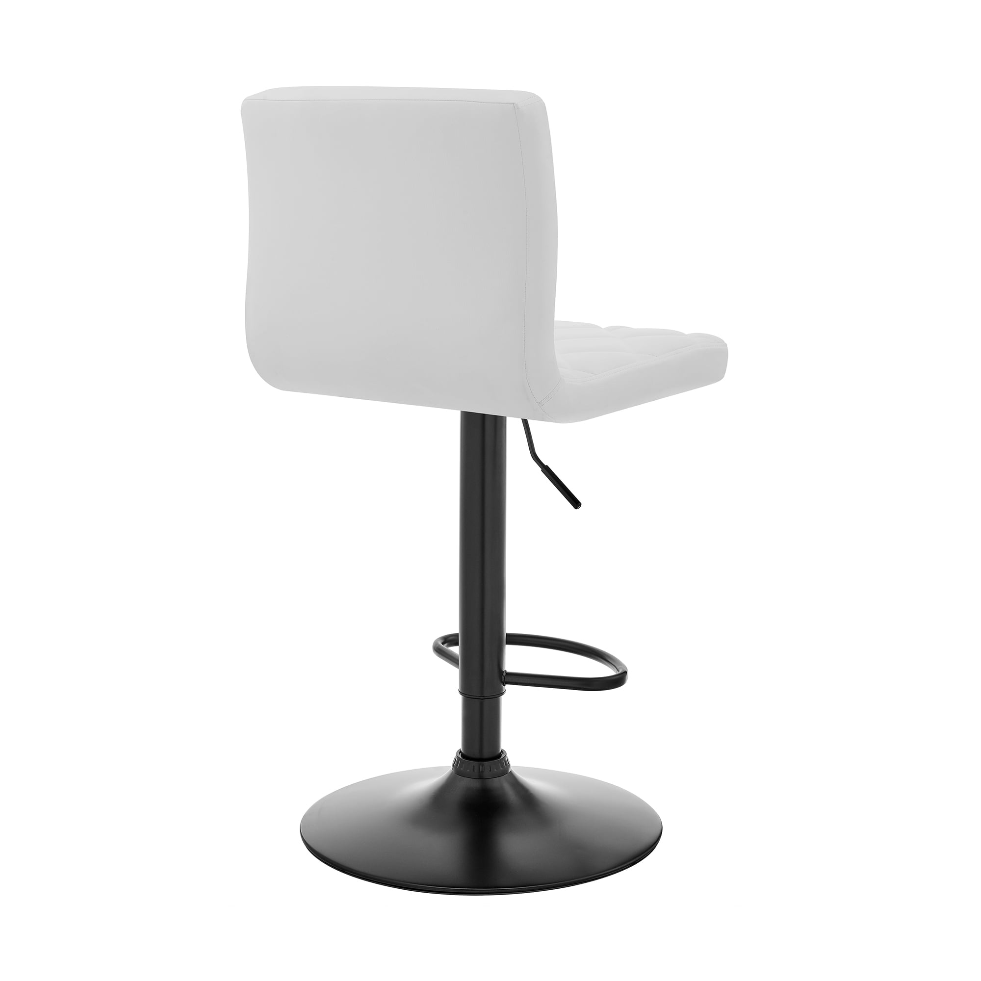 Duval Adjustable White Faux Leather Swivel Bar Stool - Image 4