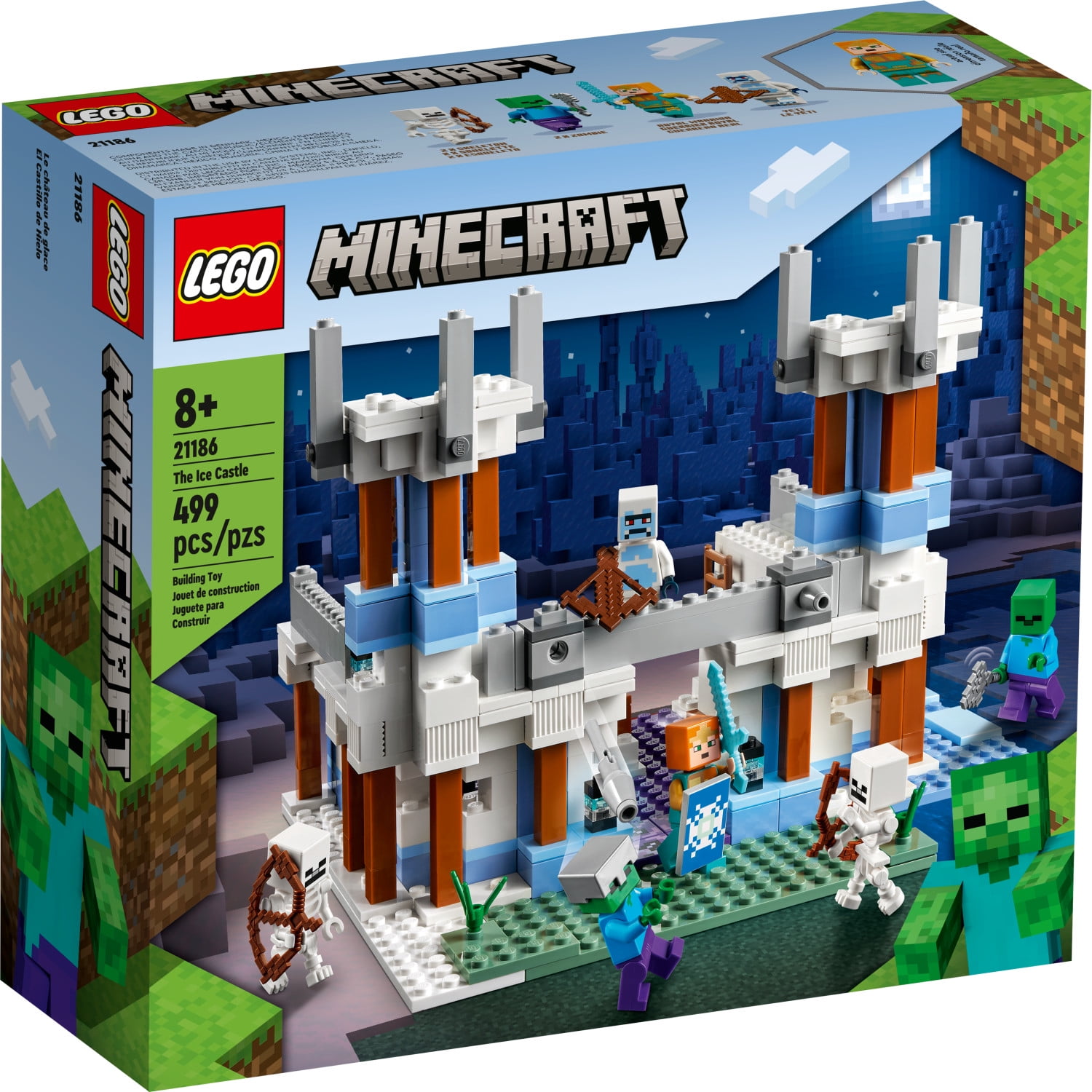 LEGO Minecraft The Ice Castle Toy with Zombie and Skeleton Mobs Figures, 21186 Birthday Gift Idea for Kids, Boys and Girls Ages 8 Plus - Image 6
