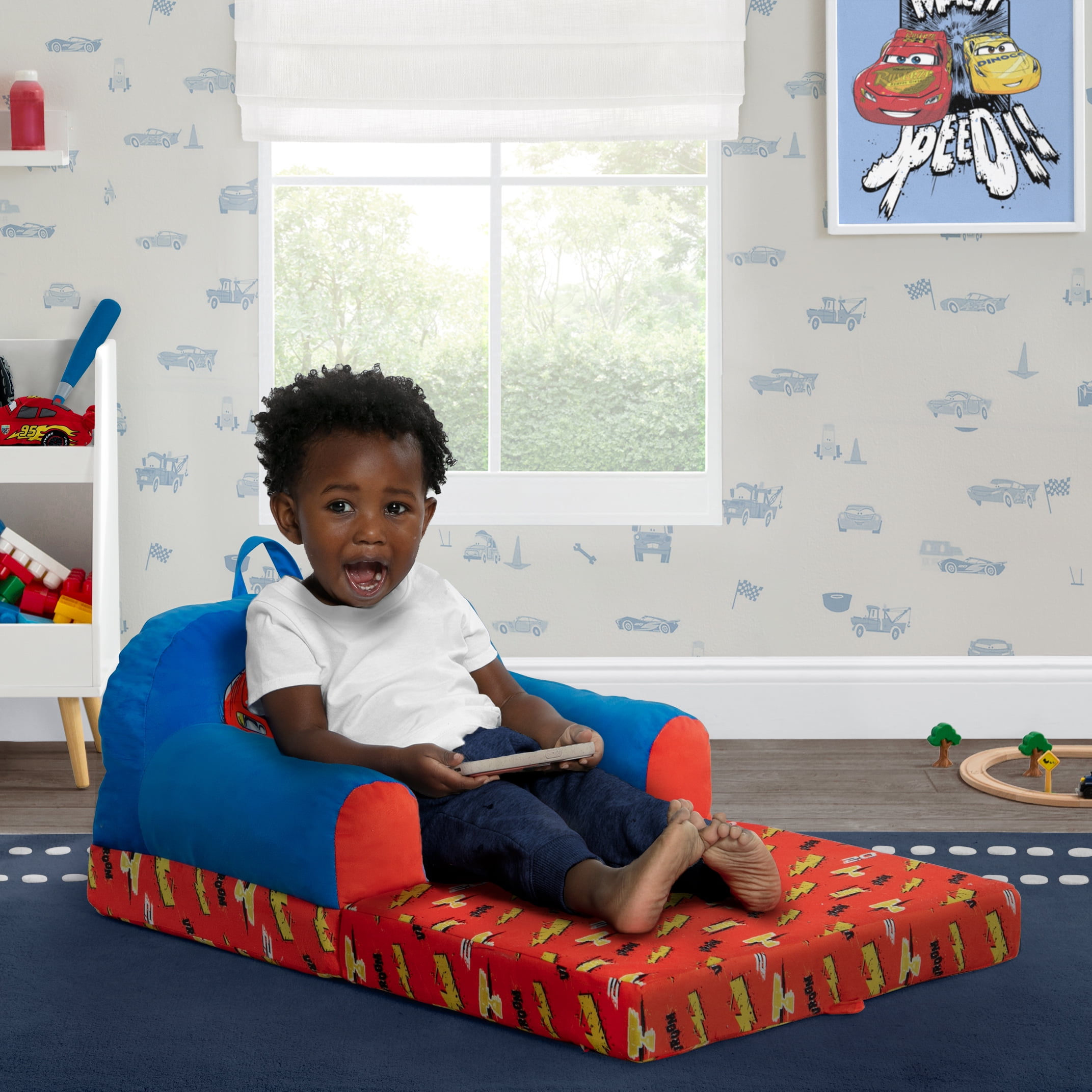 Cars Cozee Buddy Flip-Out Chair by Delta Children, Blue - Image 6