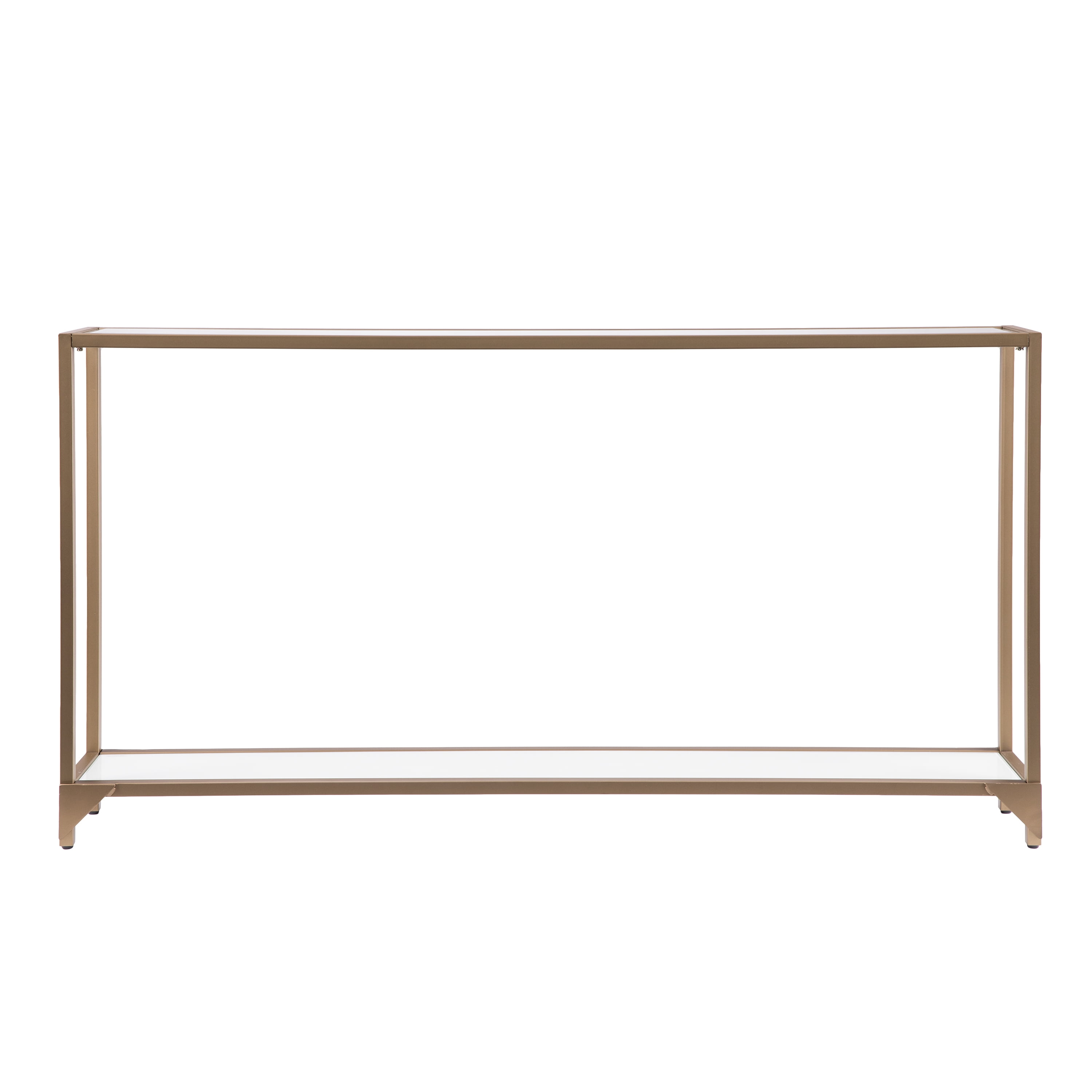 Barley Narrow Metal Console, Gold with White Glass - Image 3
