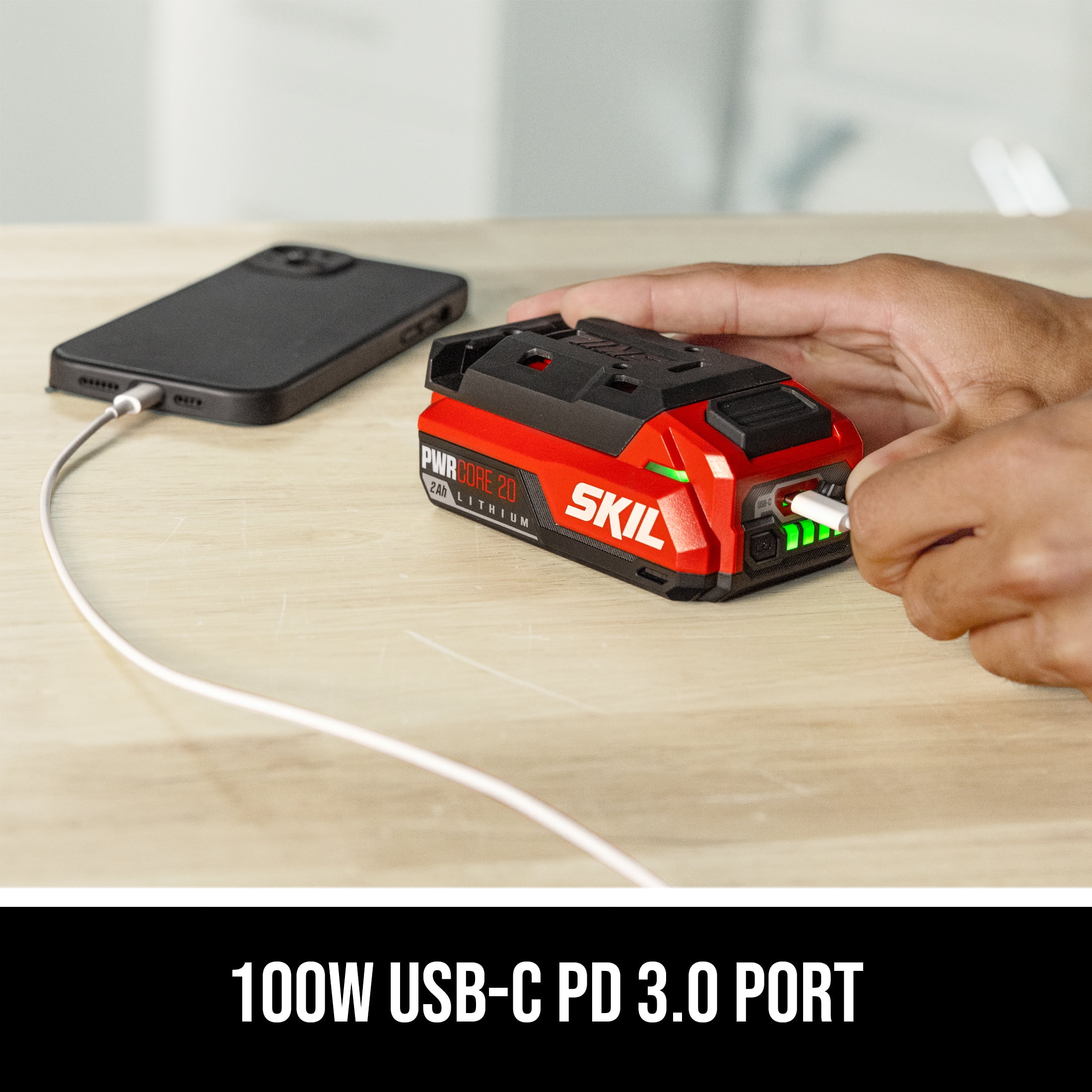 SKIL PWR CORE 20V 2.0Ah Lithium Battery with USB-C Port - Image 3