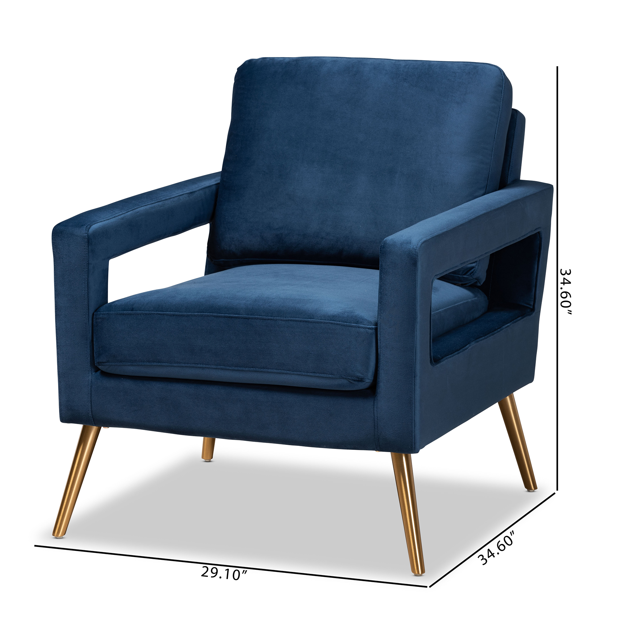 Baxton Studio Leland Wingback Chair, Navy Blue - Image 8