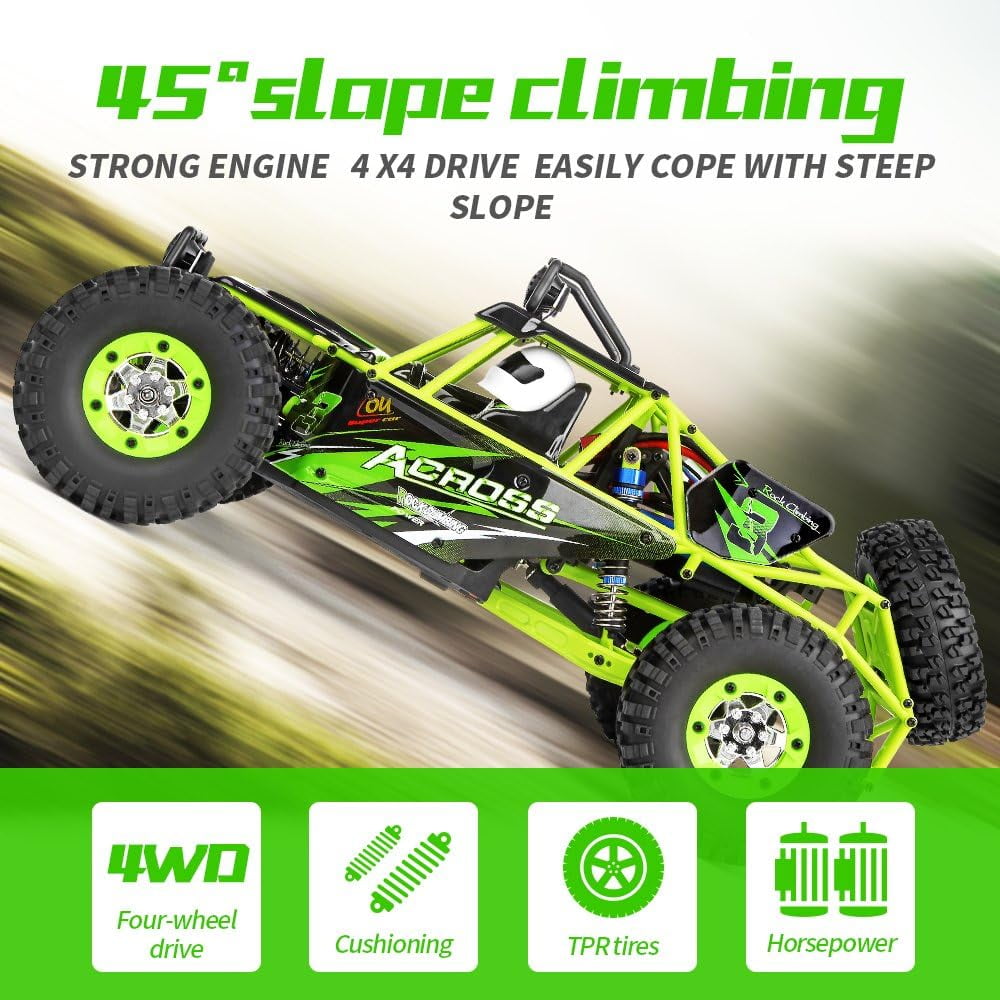 RC Cars RC Crawlers 1/12 Scale 2.4G 4WD High Speed Electric All Terrain Off-Road Rock Climbing wltoys Remote Control Car Buggy RTR for Kids and Adults - Image 5