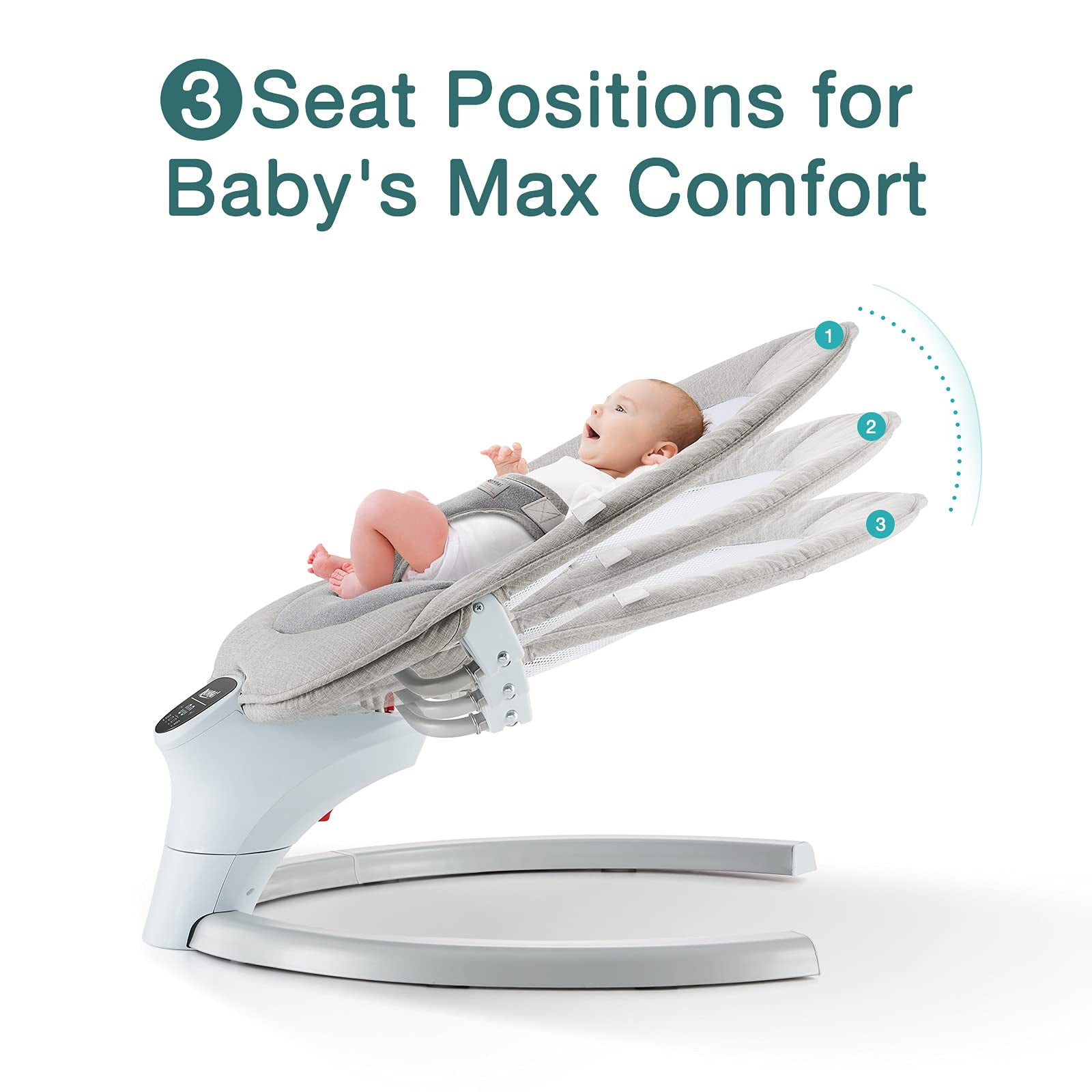 RONBEI 3 IN 1 Baby Swing for Infants Soothe Portable Newborn Swing with Music Remote Control Timing Function Mosquito Net Gray - Image 3
