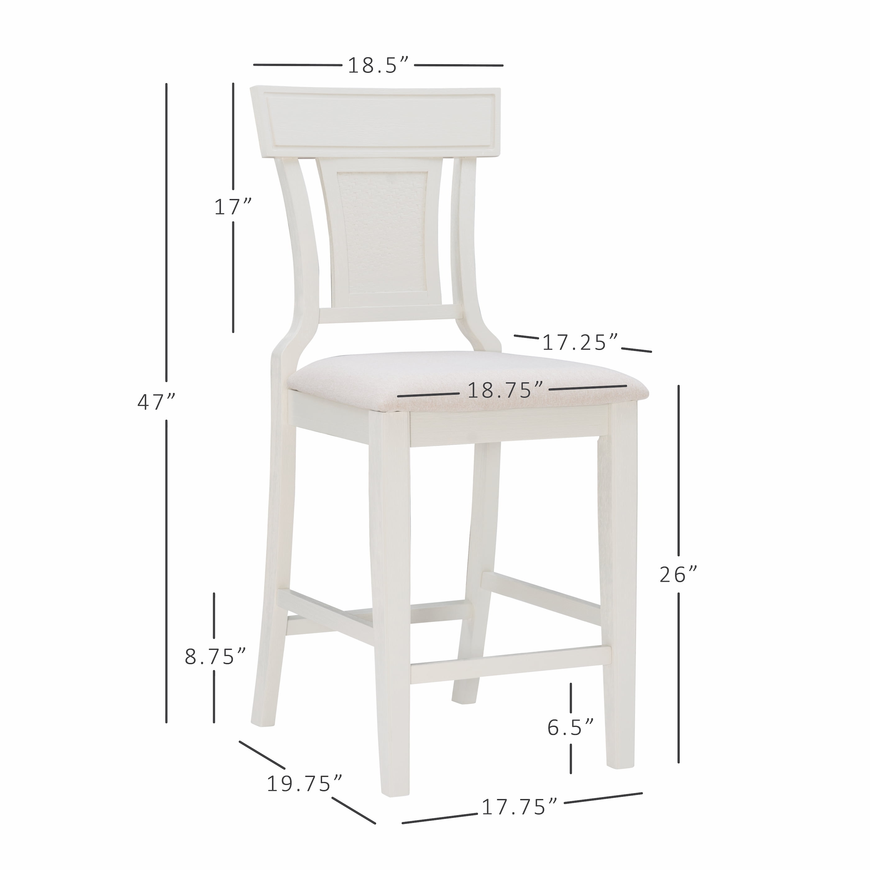 Linon Rylan 26" Counter Stool, Whitewash/Beige - Image 13
