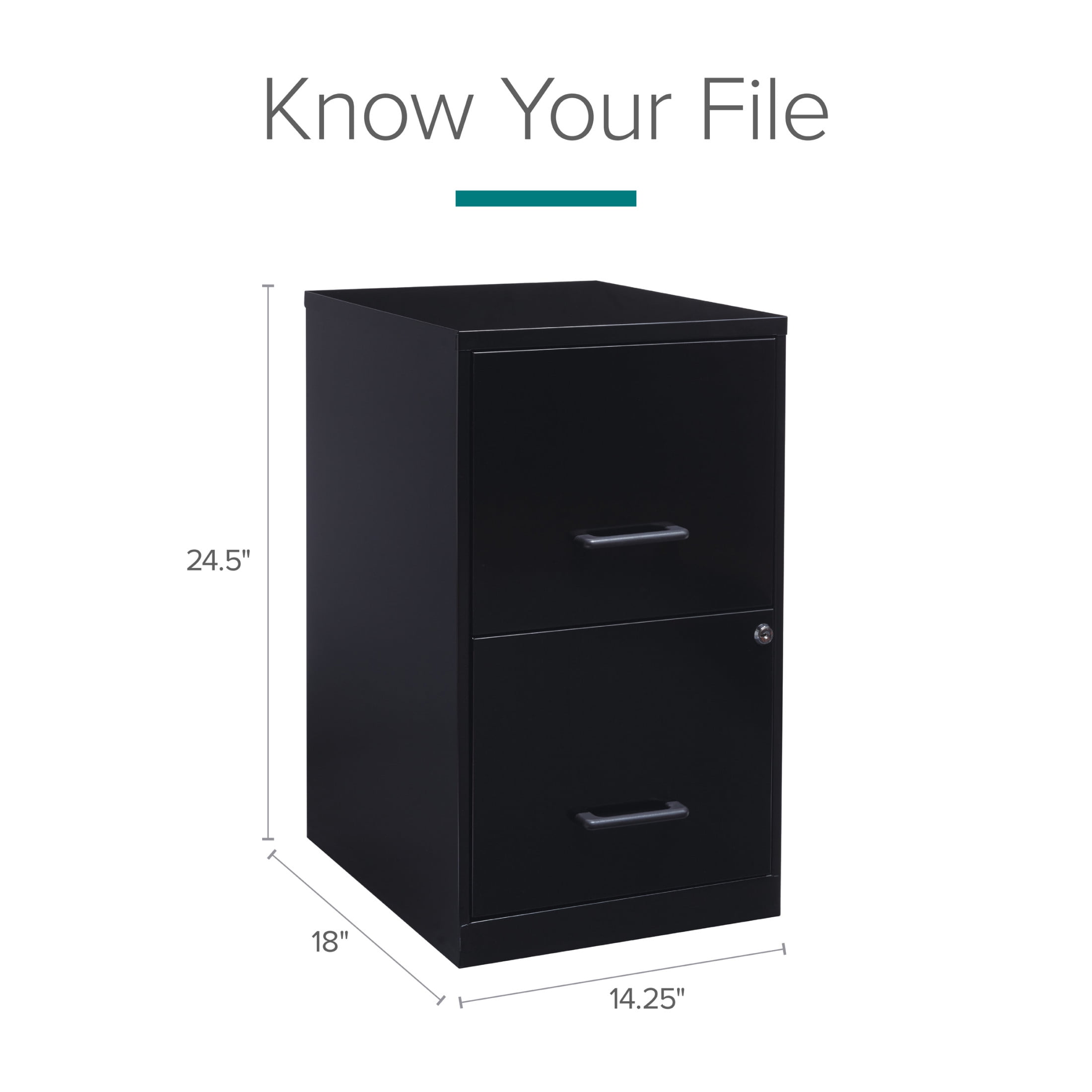 Space Solutions 18" Deep 2 Drawer Letter Width Vertical File Cabinet, Black - Image 2