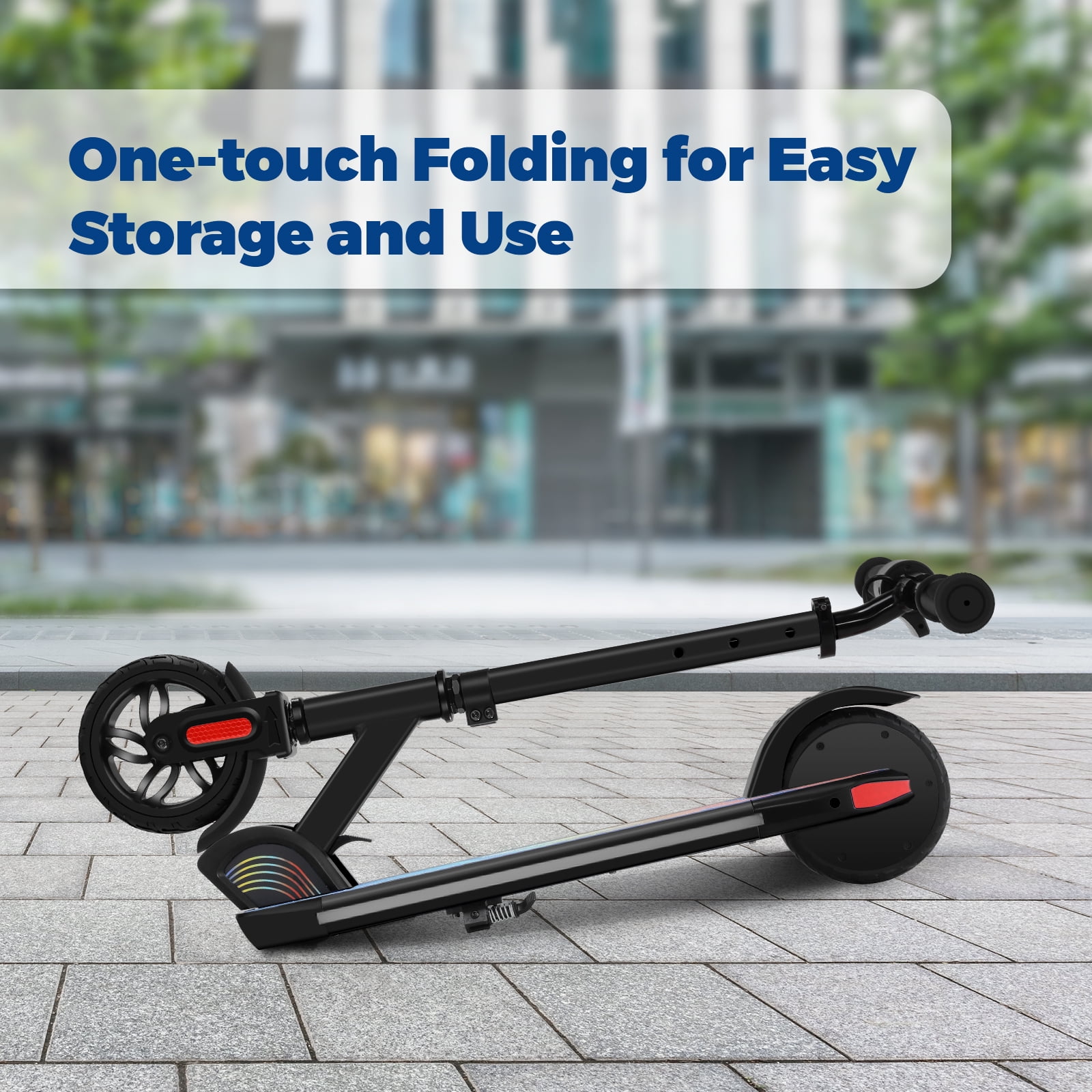 HOTEEL E32/E35 Electric Scooter for Kids, Max 10 Mph & 7 Miles, 150W Kids Electric Scooter Ages 6-12, Colorful LED Lights, Portable E Scooter Boys & Girls - Image 9