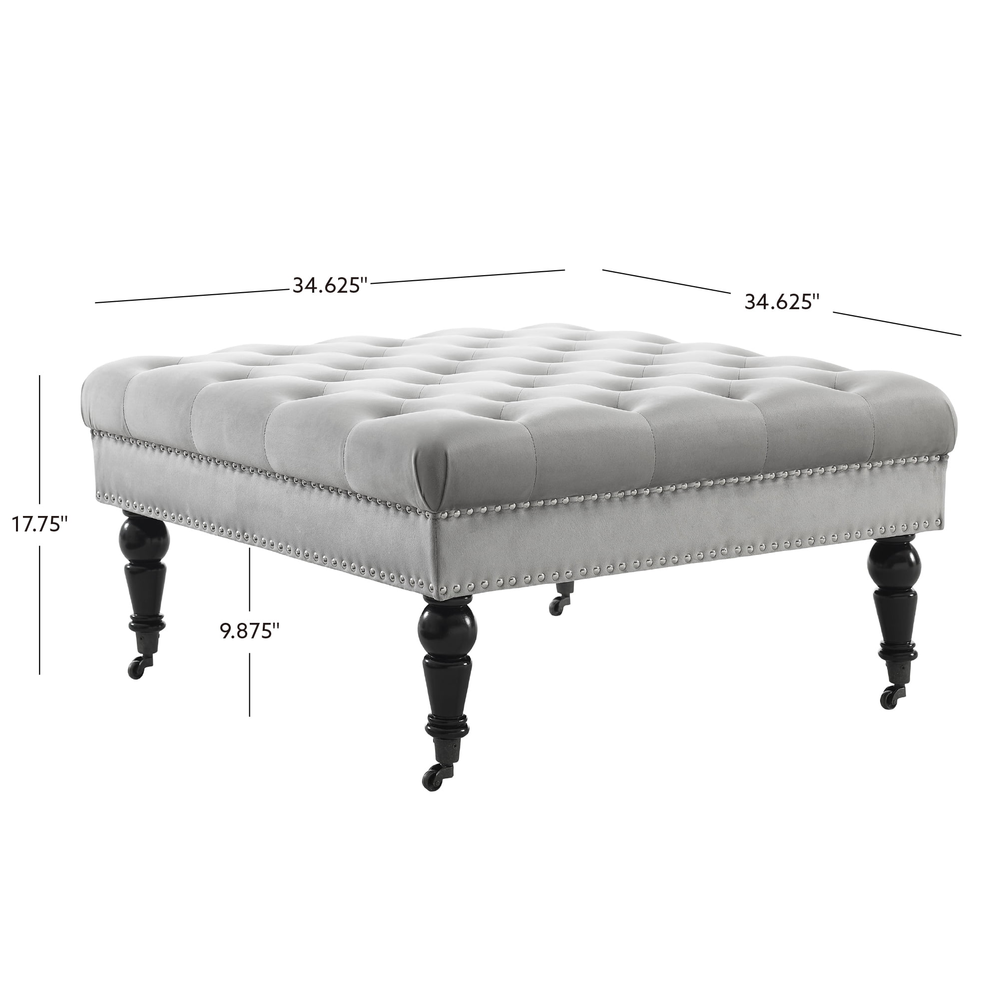 Linon Isabelle Velvet Square Tufted Ottoman, Multiple Colors - Image 6