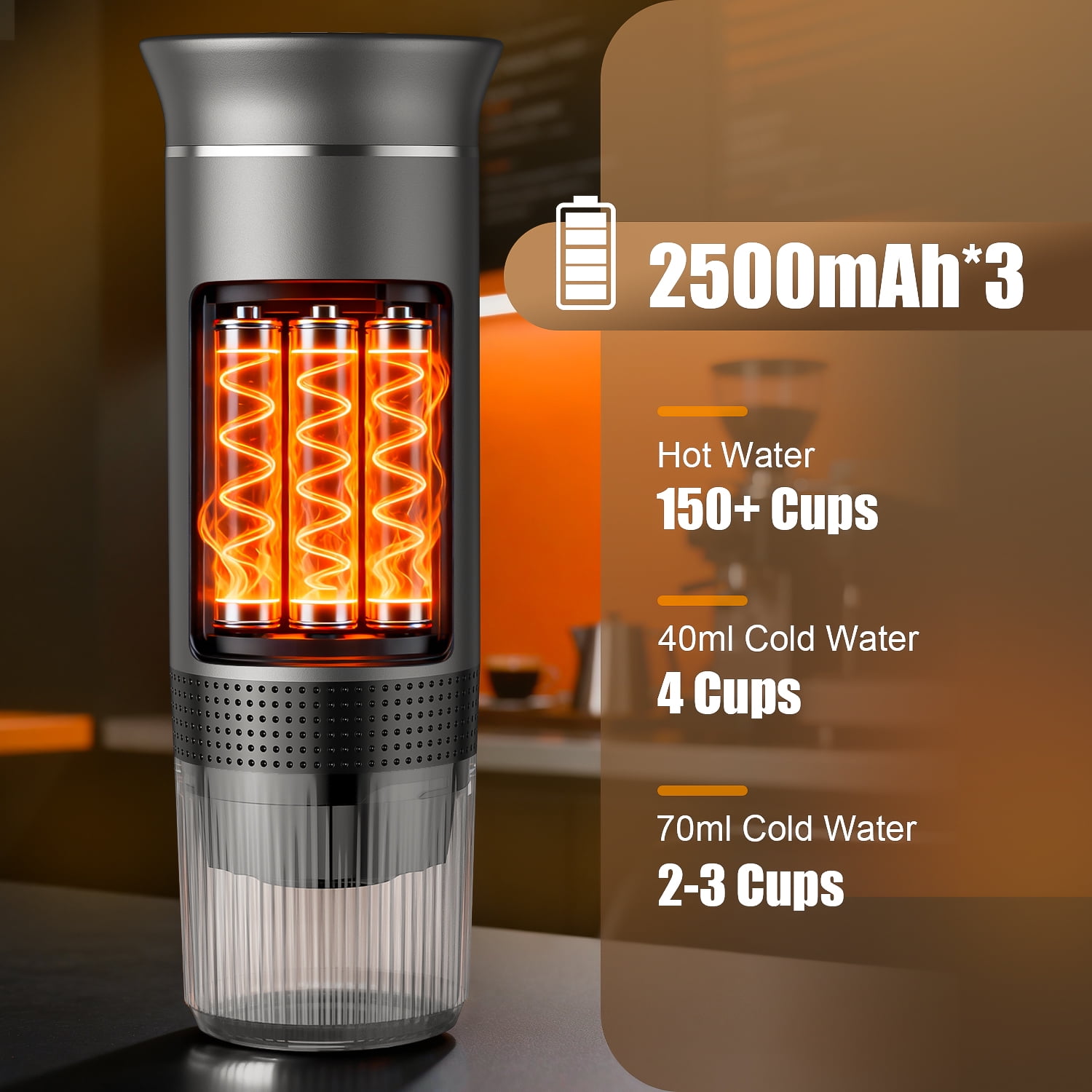 TINANA Portable Espresso Machine for Travel, 3-in-1 Mini Coffee Maker with USB-C, Compatible with NS/DG Capsules/Ground Coffee, 20 Bar, Ideal for Camping, Car, Office & Gifts, Gray - Image 5