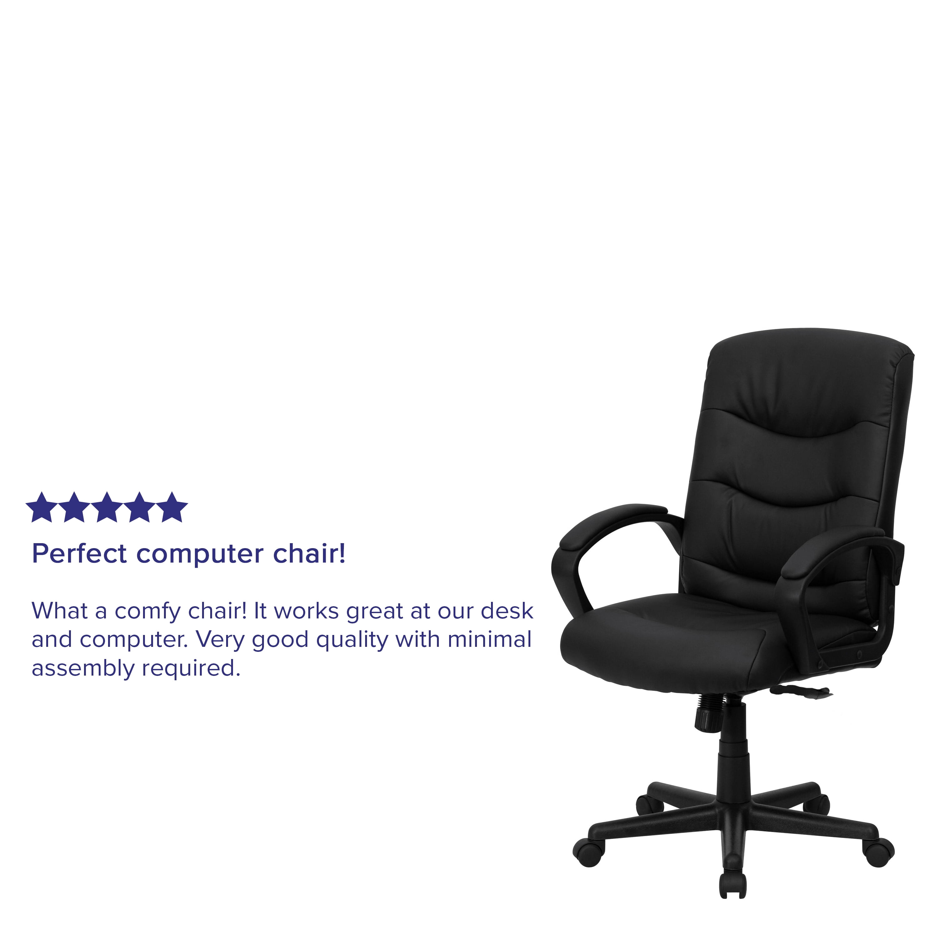 Flash Furniture Chelsea Mid-Back Black LeatherSoft Executive Swivel Office Chair with Three Line Horizontal Stitch Back and Arms - Image 6