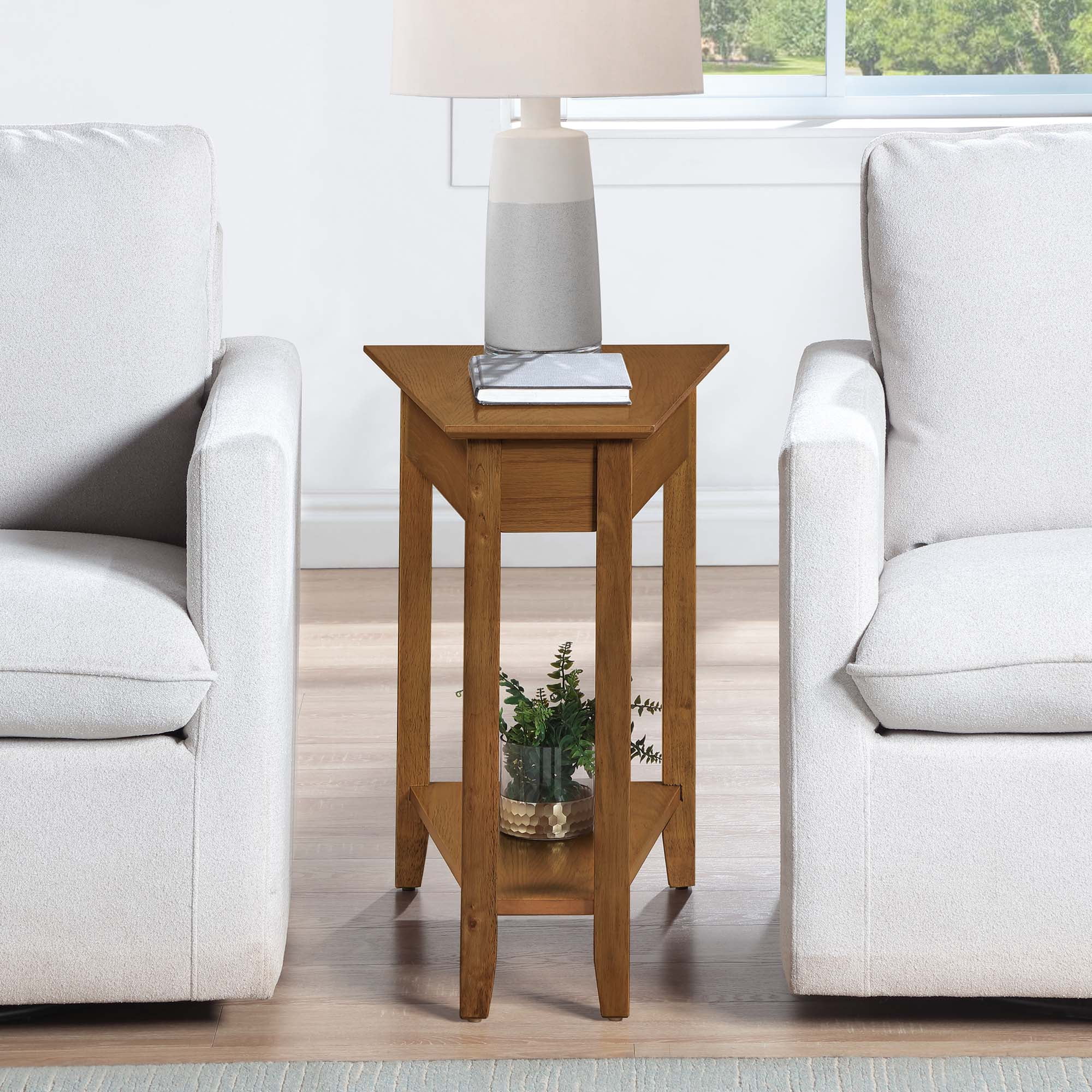 Convenience Concepts American Heritage Wedge End Table with Shelf, Driftwood - Image 2