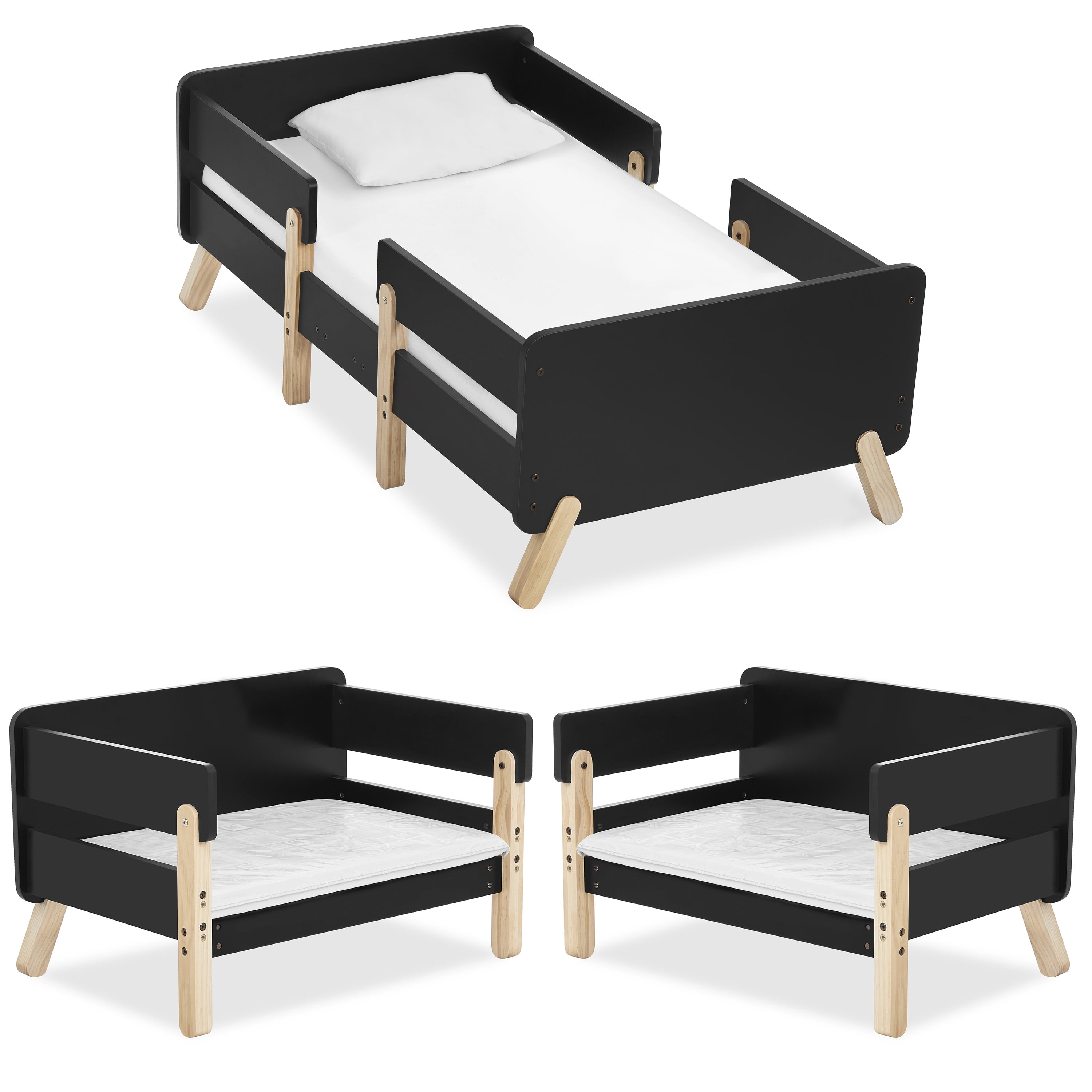 Dream on Me Osko Convertible Toddler Bed, Made with Sustainable New Zealand Pinewood, Black - Image 6