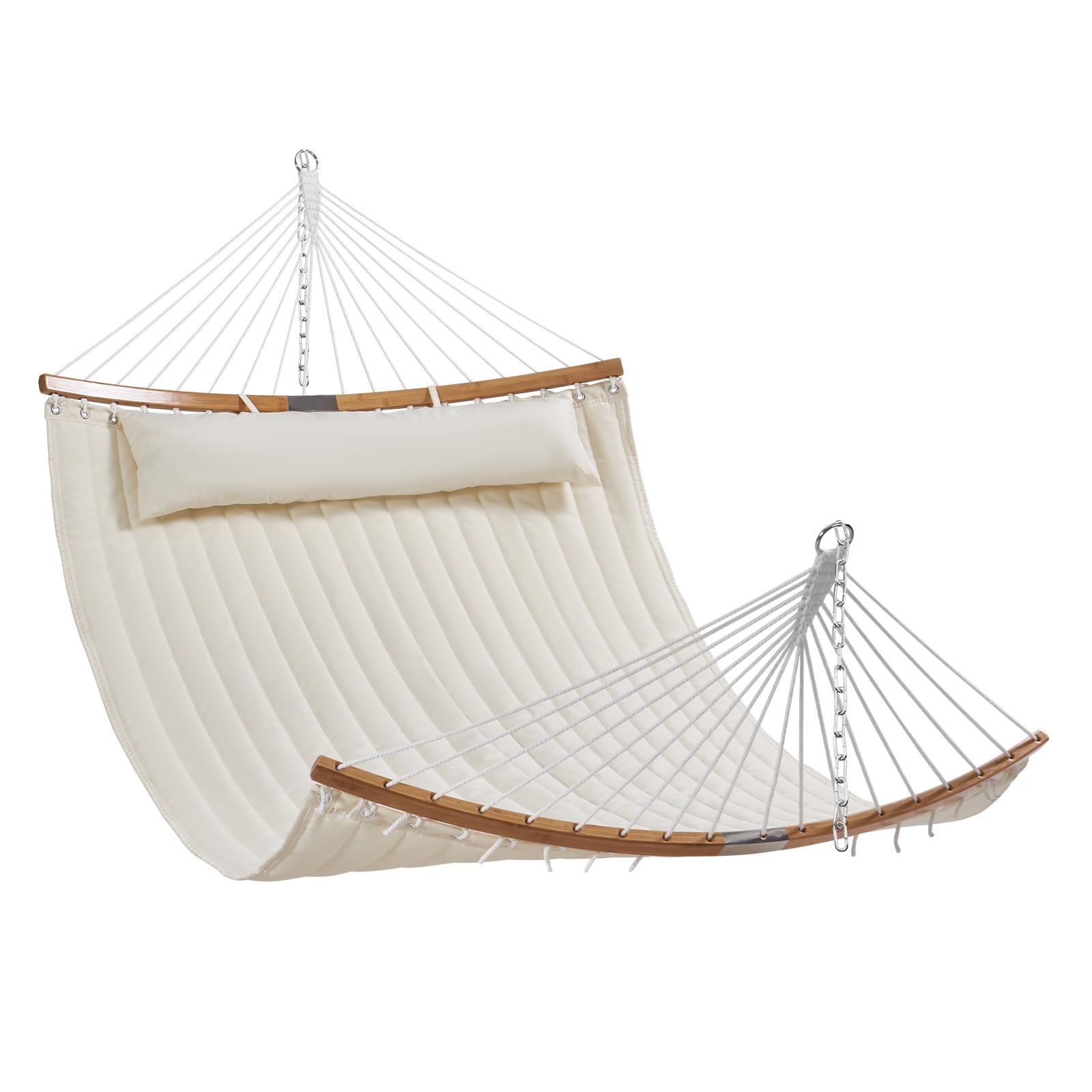 KFFKFF Double-Layer Quilted Fabric Hammock with Swivel Hanger and Removable Seat Cushion - Image 3
