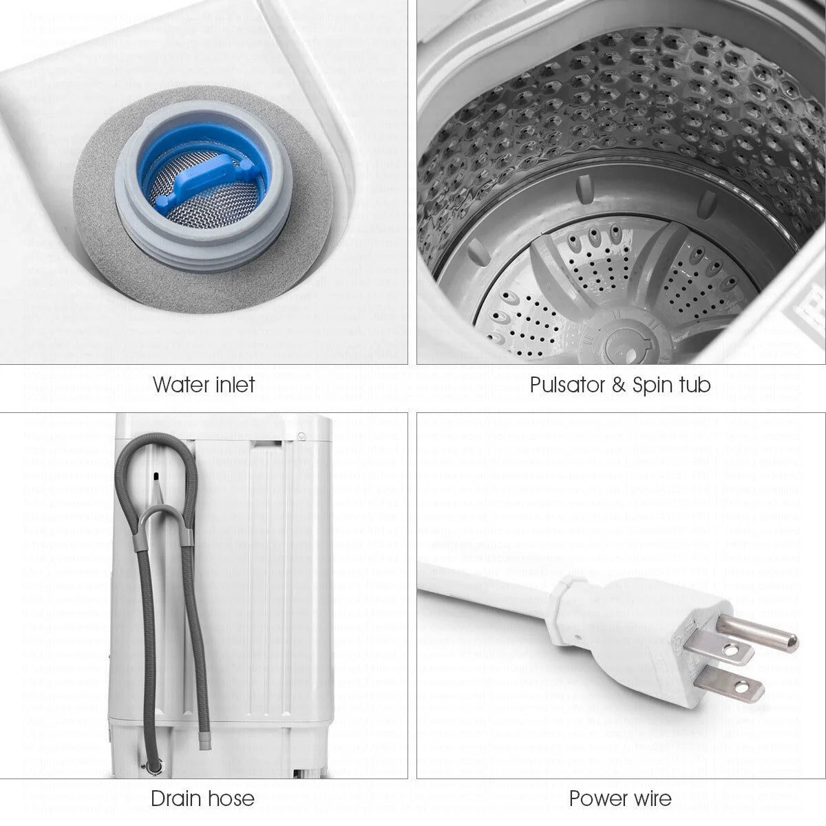 Portable Compact Washing Machine 1.28 Cu.ft Spin Washer Drain Pump 8 Water Level - Image 7