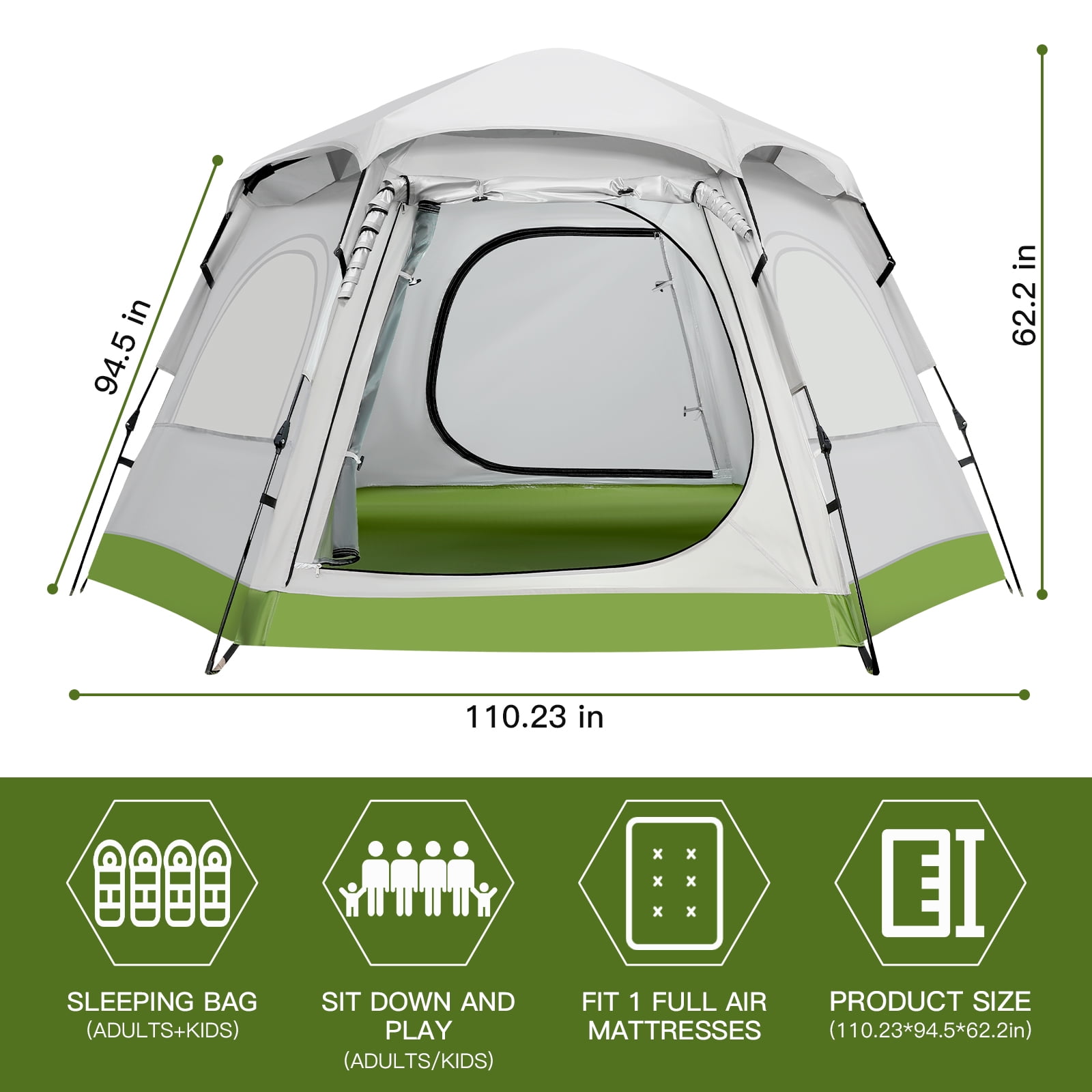 Fenbeli 4-6 Person Waterproof Family Camping Tent for All Seasons, Instant Setup Outdoor Tent with Double Doors, Dome Design for Family, Hiking & Traveling - Image 2
