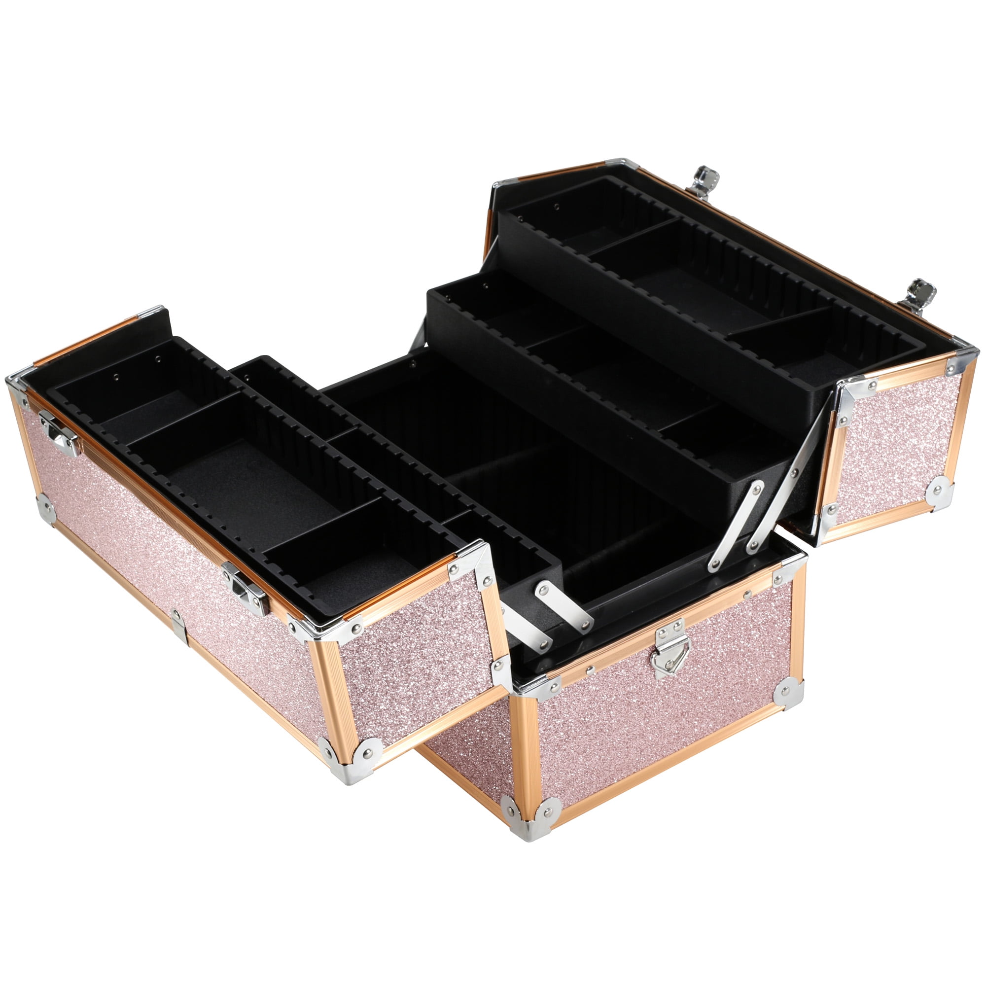 BOLLA Portable Makeup Train Case, Rose Gold - Image 2