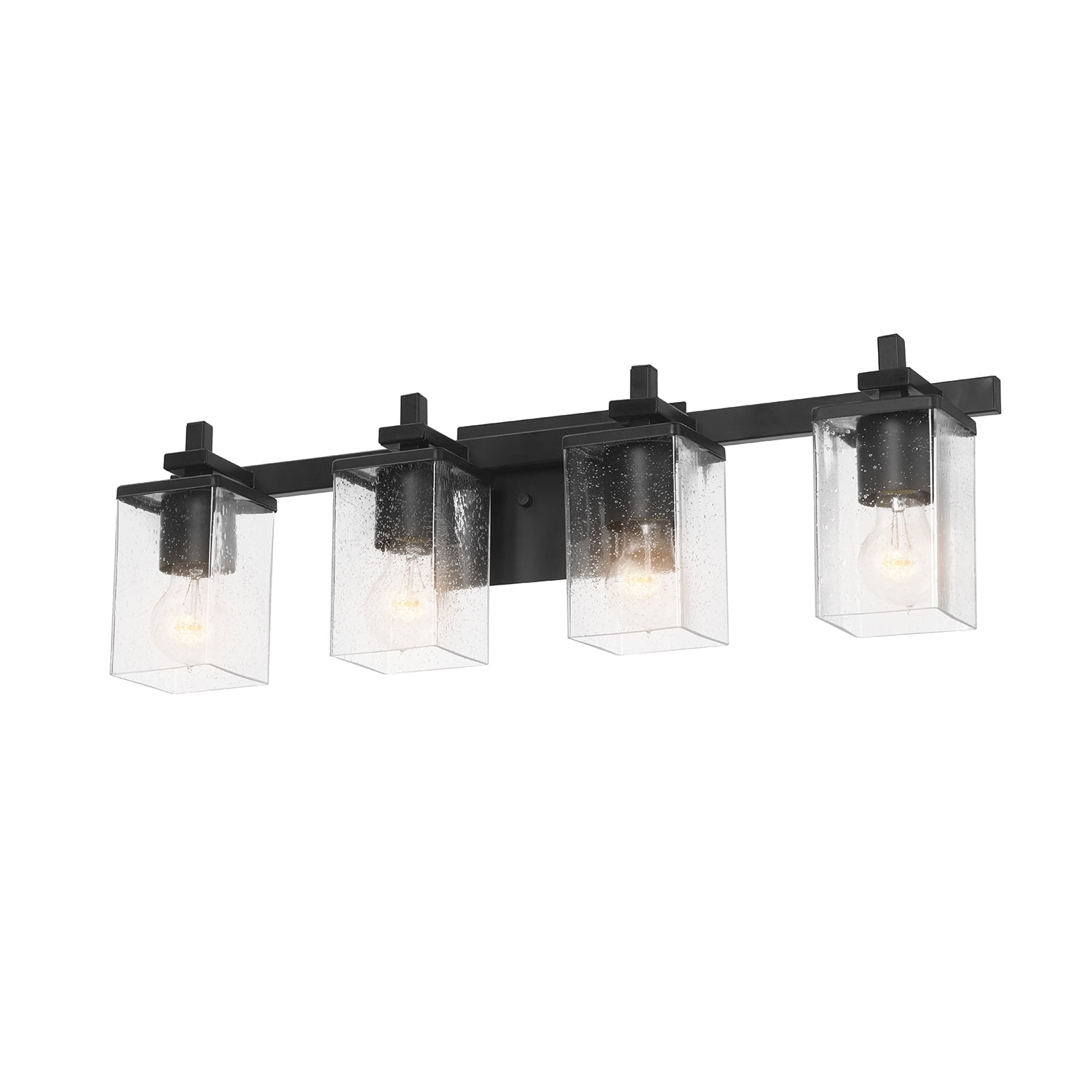 Globe Electric Dakota 4-Light Matte Black Vanity Light with Seeded Glass Shades, 91002216 - Image 5