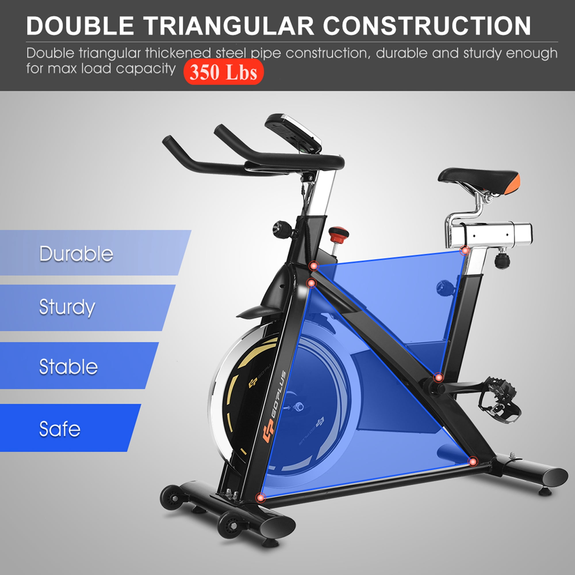 Goplus Exercise Bike Cycle Trainer Indoor Workout Cardio Fitness Bicycle Stationary - Image 3